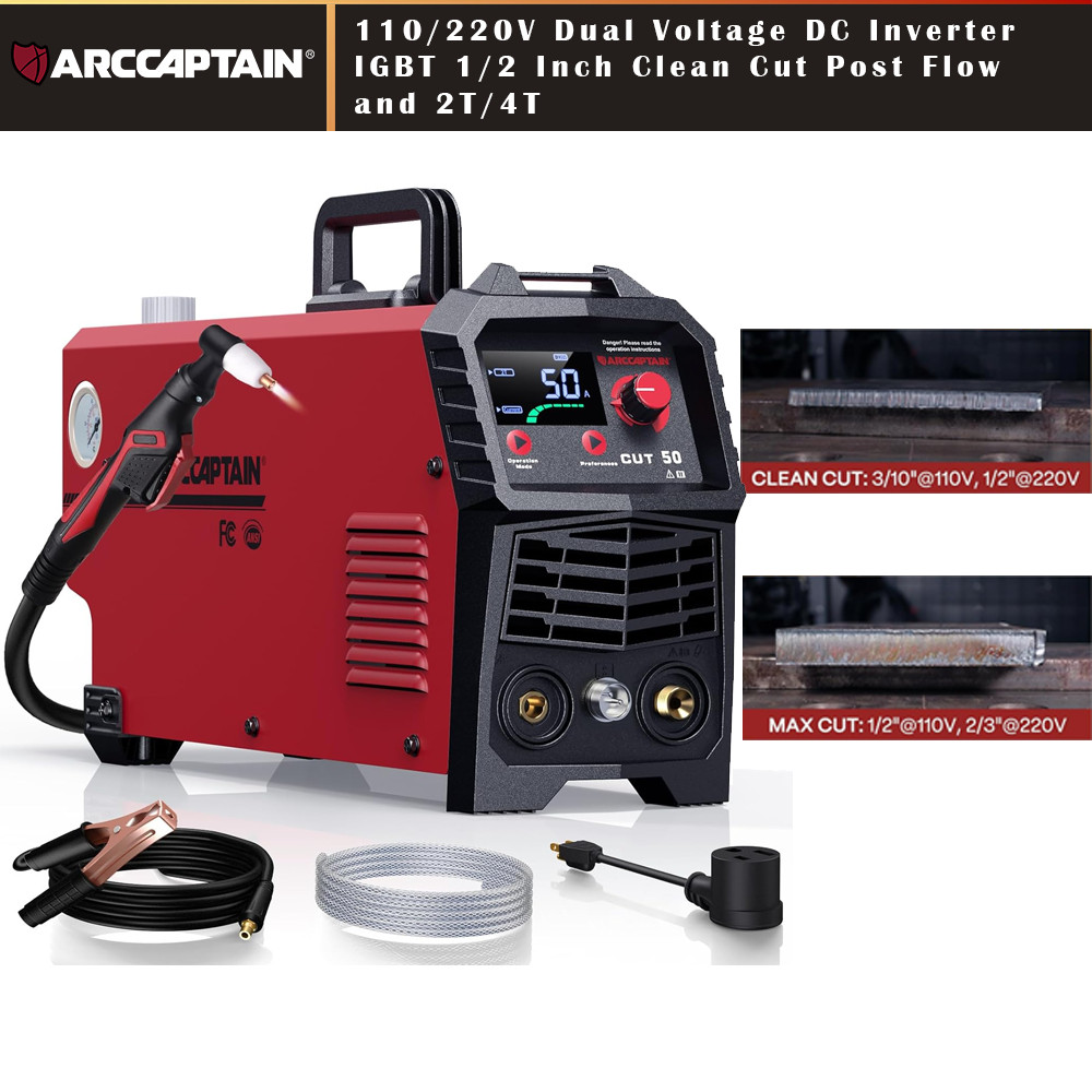 2026 ARCCAPTAIN Plasma Cutter Large LED Display 50Amps Cutter Machine 110/220v
