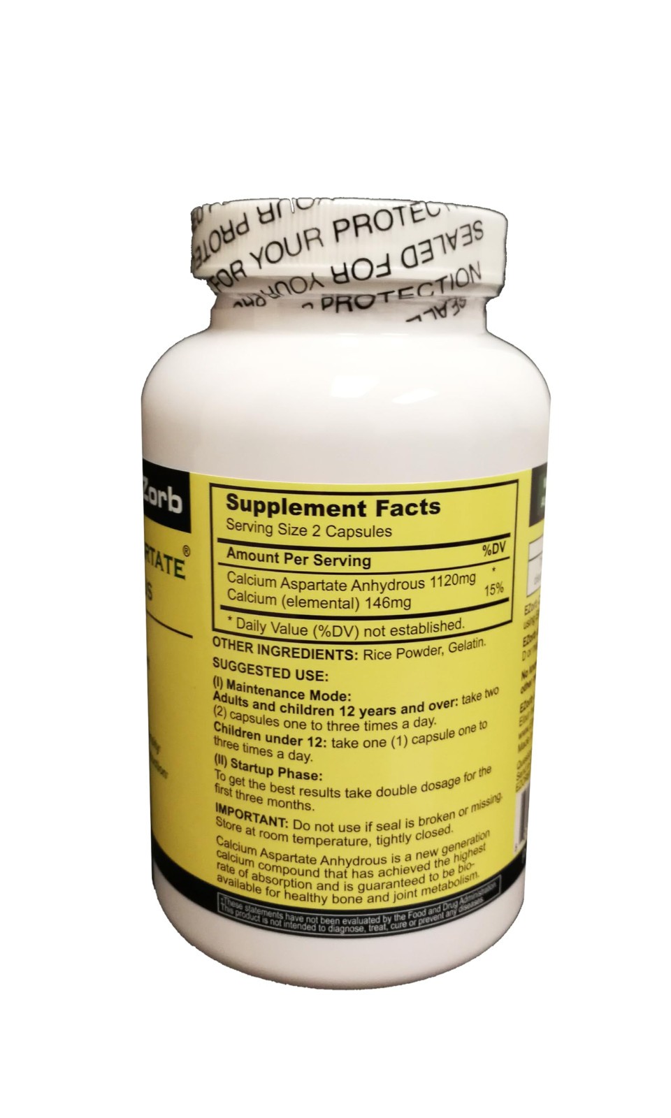 Ezorb Calcium Capsules for Bone Joint and Muscle Health - 180 Count