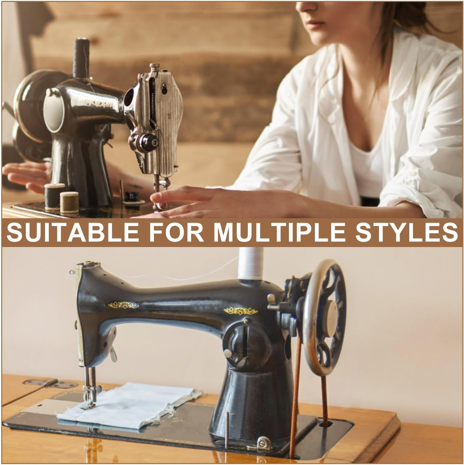 2 PCS Treadle Sewing Machine Belt, 72 Inch 3/16" Replacement Leather Belt with H