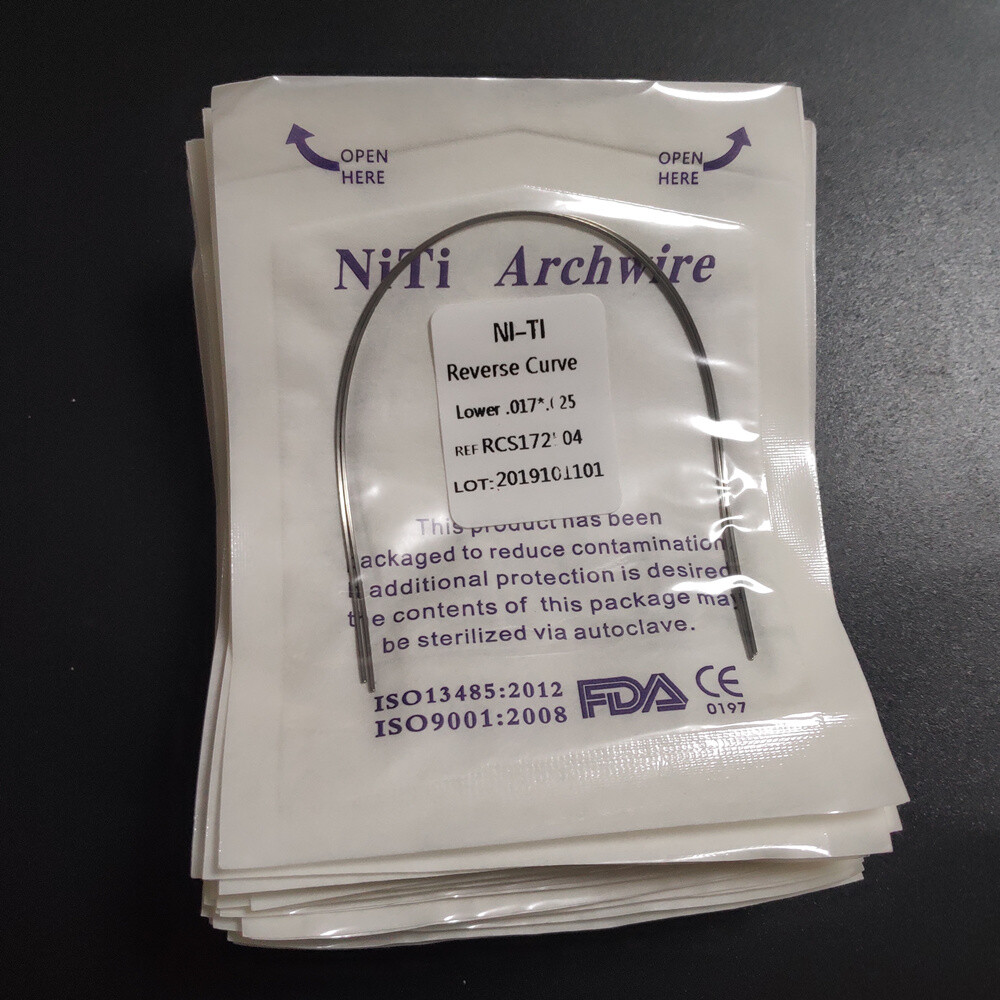 Dental Orthodontic Reverse Curve Arch Wires Super Elastic Niti Rectangular Wires