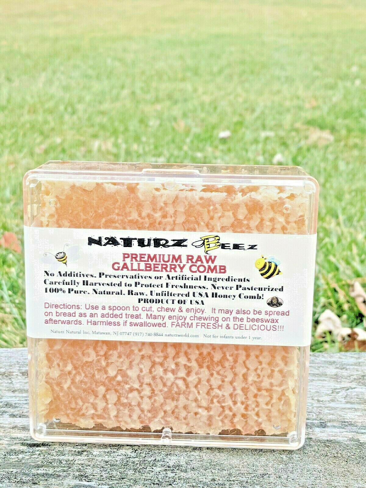 PREMIUM HONEY RAW GALLBERRY COMB 12oz 100% PURE UNFILTERED USA HONEYCOMB