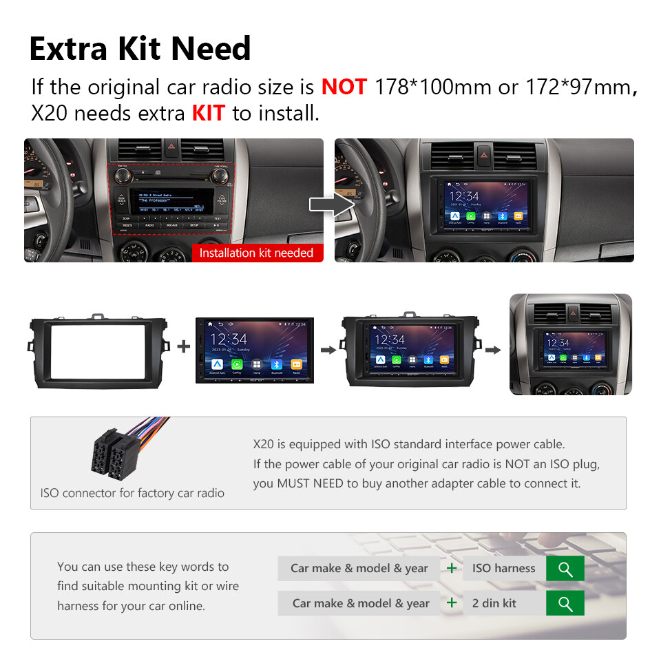 Eonon Double Din 7" inch QLED Android Auto CarPlay Car Radio Stereo GPS Navi DSP