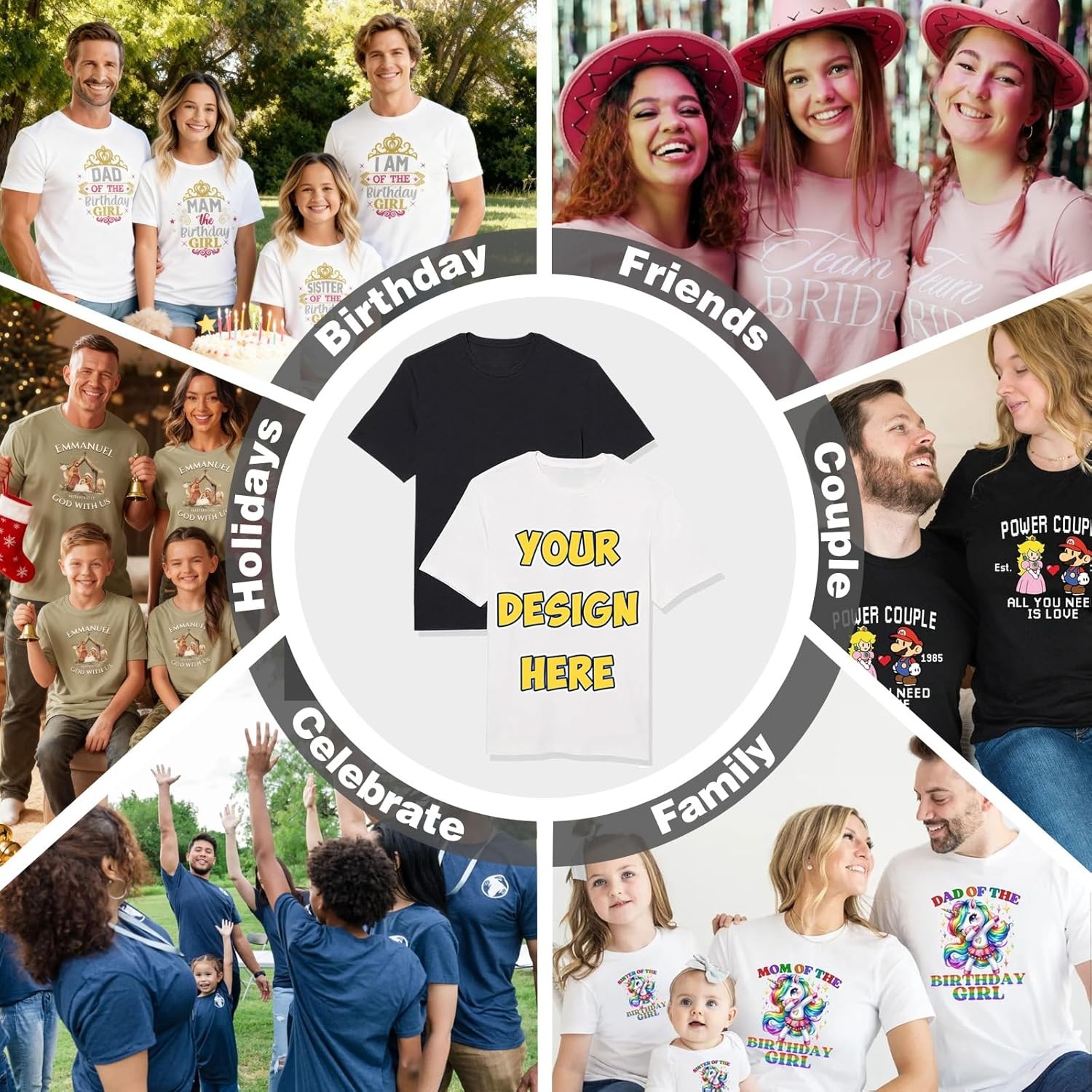 Personalized Custom Tee Front Back Chest Print Your Design Photo Logo Unisex