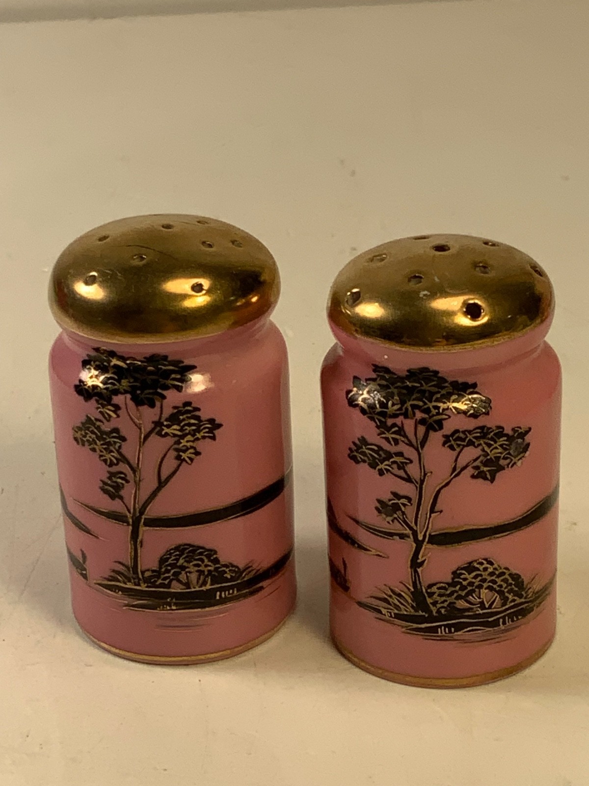 RARE Antique Noritake "M" Morimura Hand Painted Pink & Gold Comdiment Set & Tray