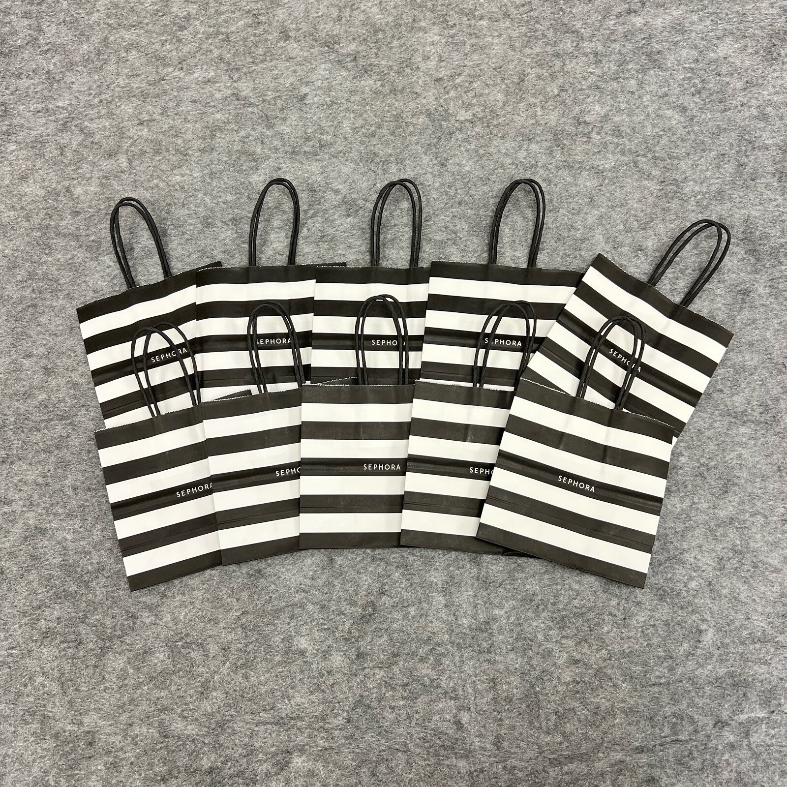 Sephora Paper Gift Bags 6X6X3 Black & White Stripes Store Lot of 10 NEW (Mini)