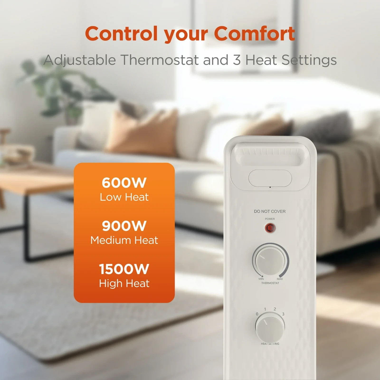 1500W Mainstays Mechanical Oil Filled Electric Radiator Heater White Open Box