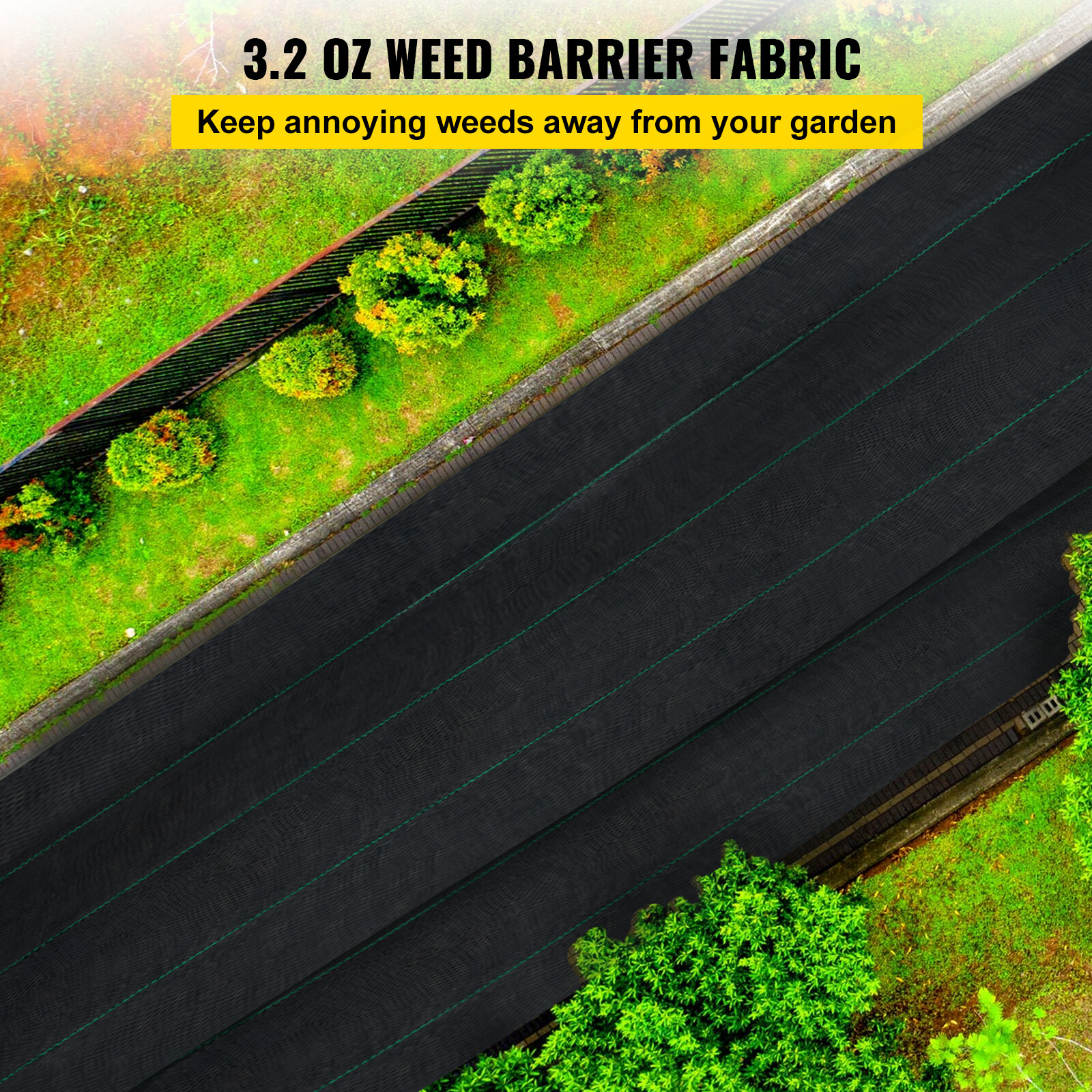 VEVOR 6.5'x330' Weed Barrier Landscape Fabric Ground Cover 3.2z PP Chemical-free