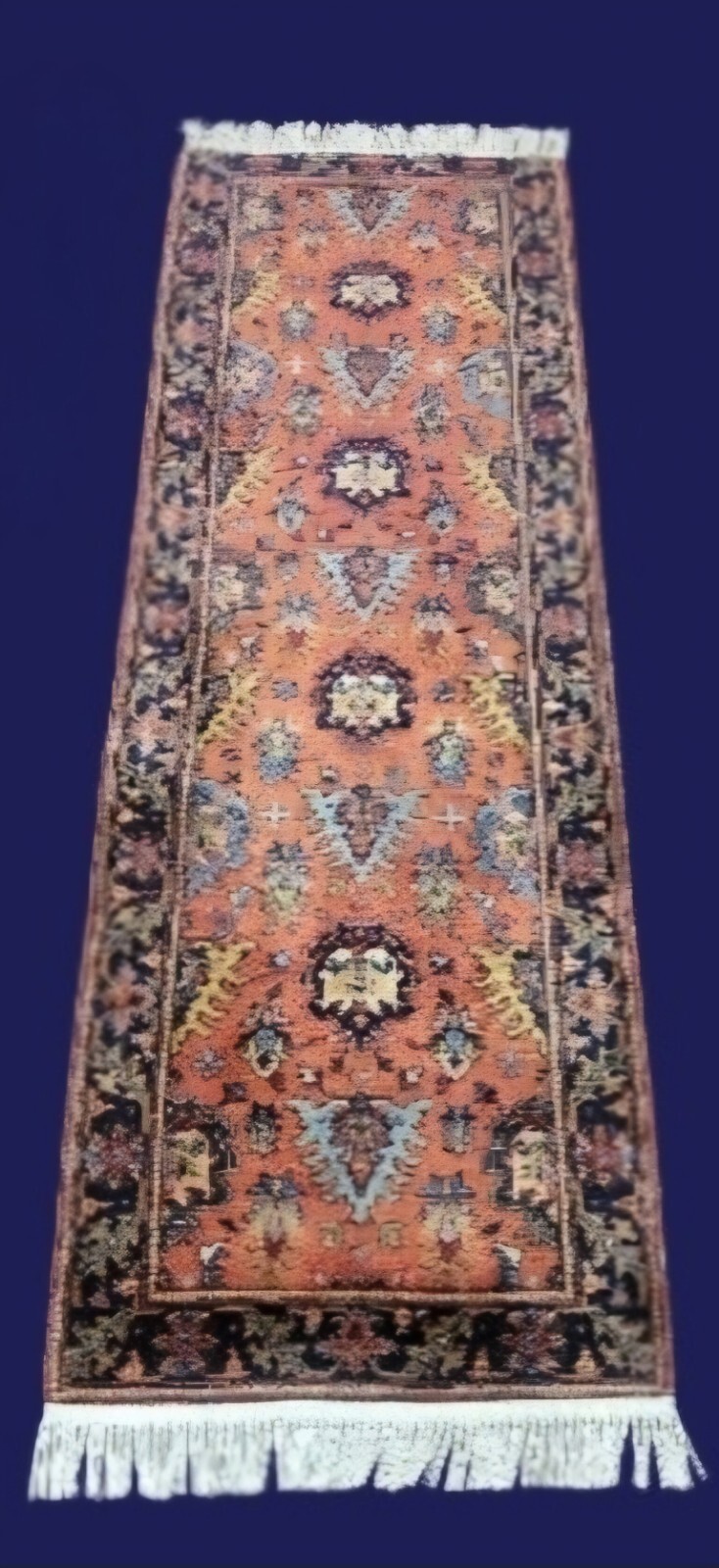 2'8×10ft Hand Knotted 100% Pure Wool Herize Design Runner Vintage Rub