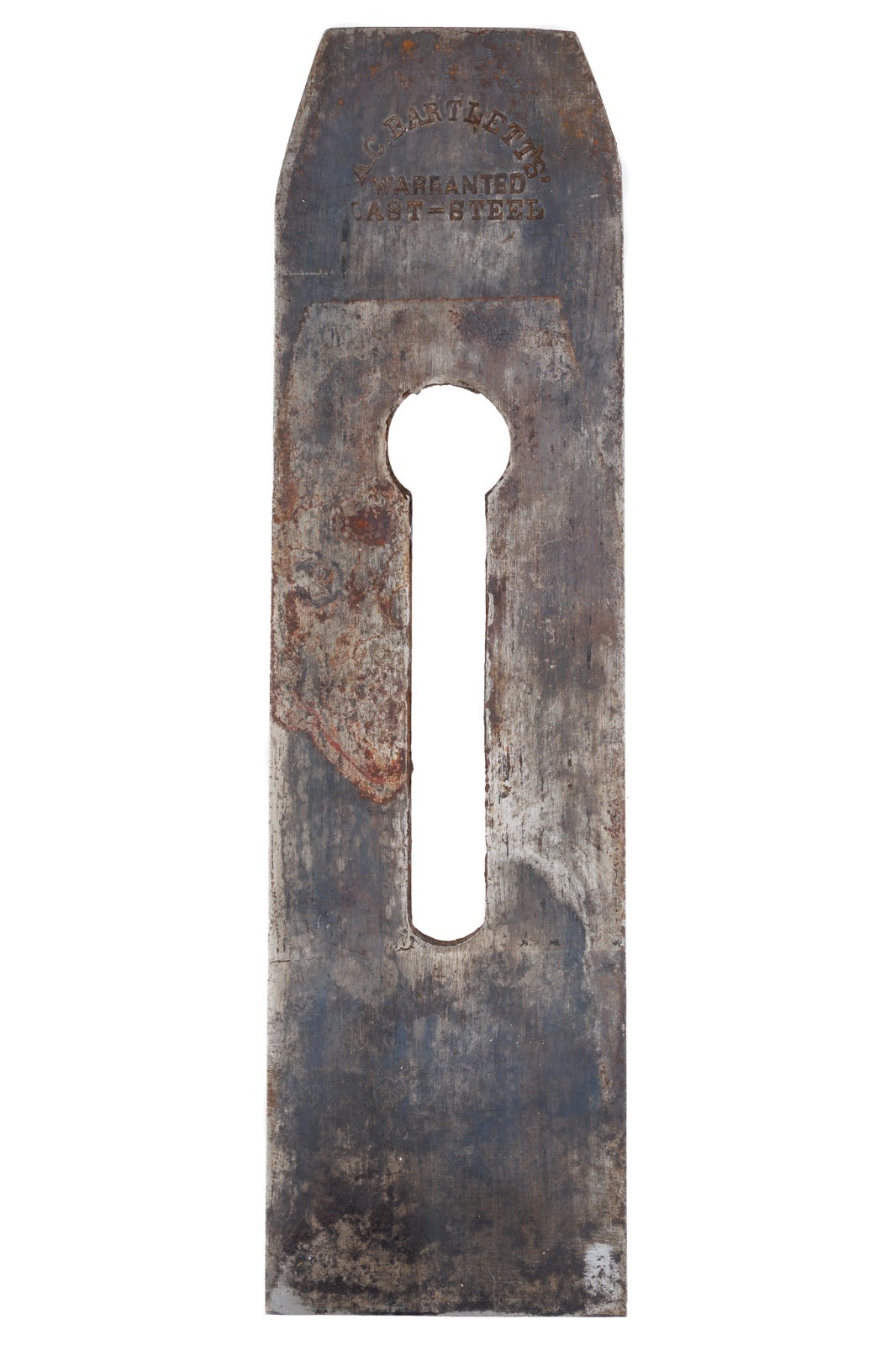 Antique Thick Tapered Plane Iron By A.C. Bartletts For Wooden Jack Planes 2-1/8"