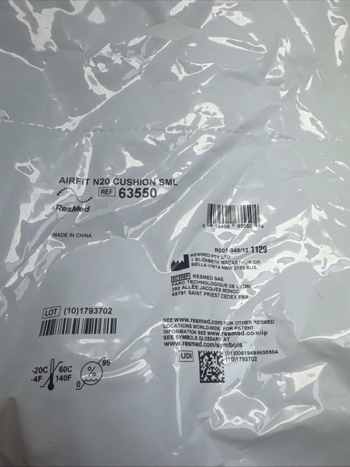 Lot of 5 ResMed Airfit N20 Nasal Pillows Cushion Size Small 63550 NEW SEALED