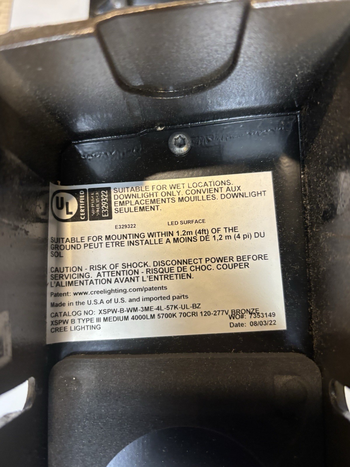 Cree Wall Pack CKCR-XSPW-B-WM-3ME-4L-57-UL-BZ - Color Bronze