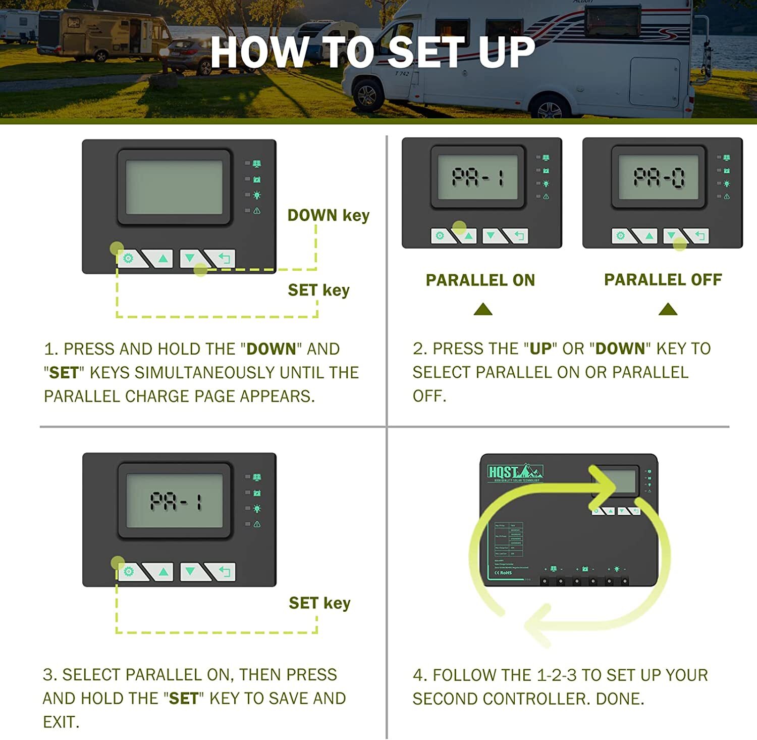 HQST 6.6ft RS485 Parallel Connection Cable, Wiring 2 MPPT Solar Controllers