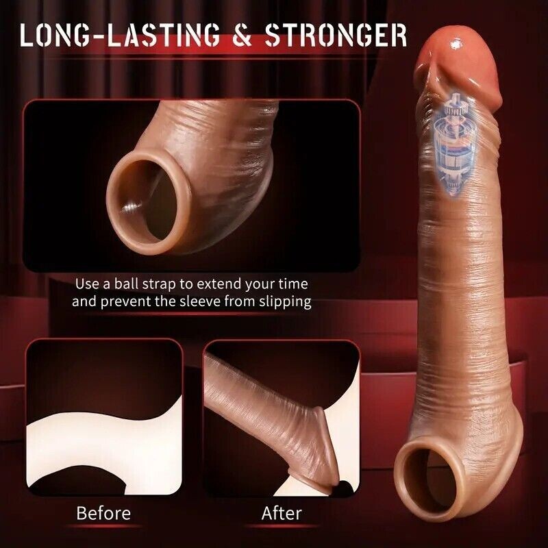 Male Cock-Girth-Enlarger-Enhancer-Penis-Extension-Extender-Sheath-Sleeve-Men Big