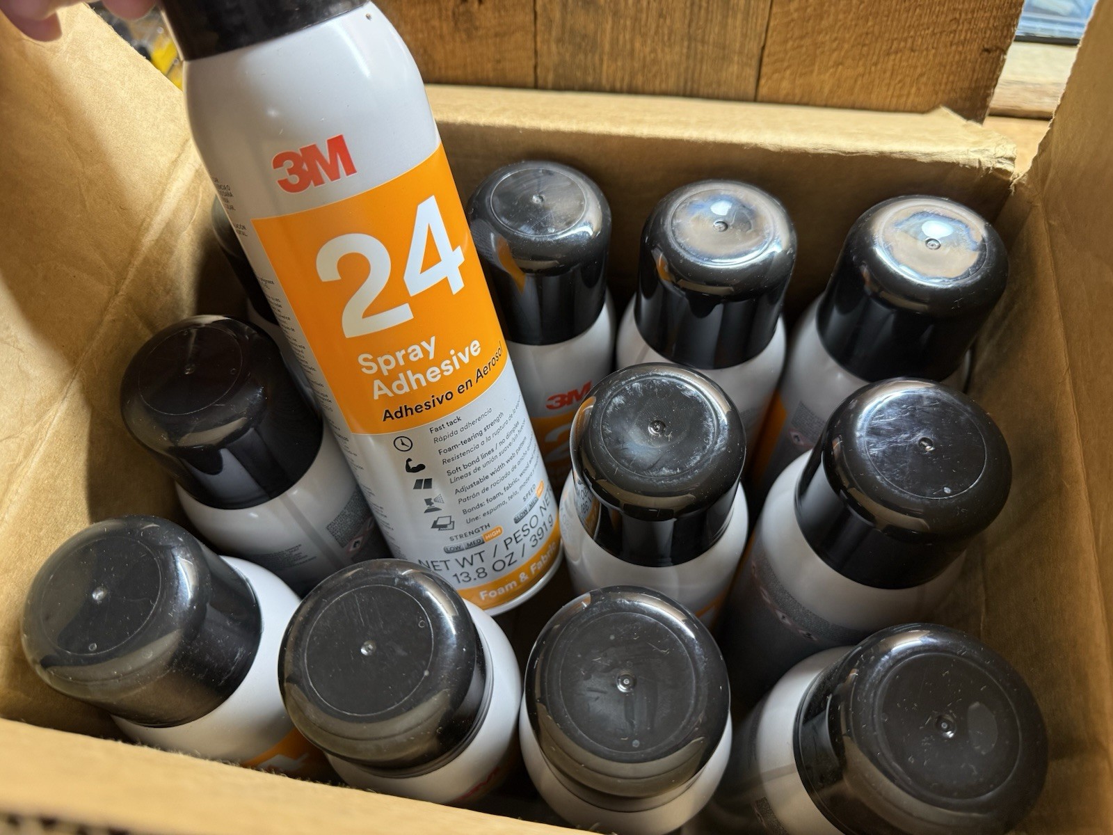3M Foam & Fabric 24 Spray Adhesive, Full Case of 12 Cans, 7100179450, 13.8oz ea.