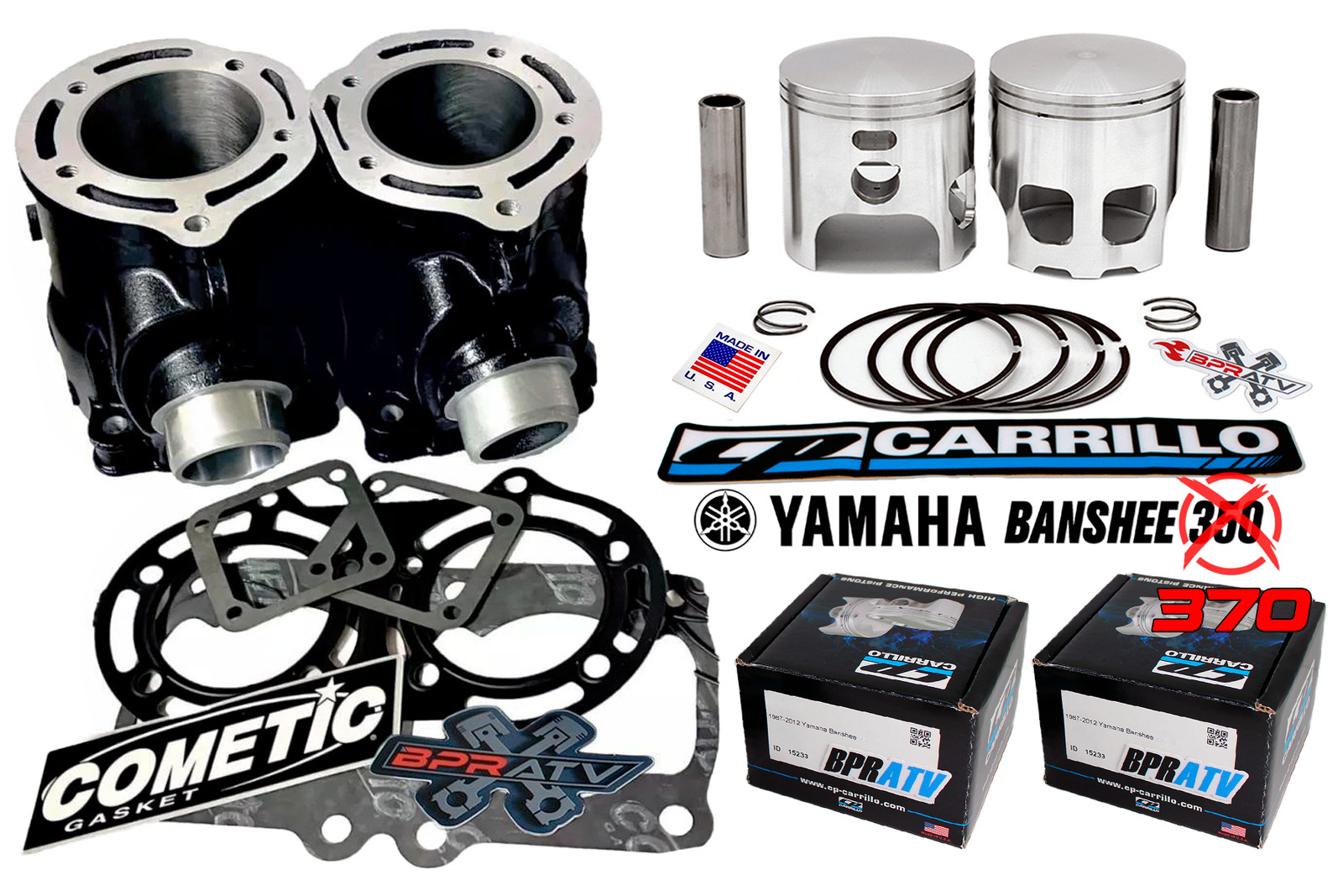 Yamaha Banshee 66mm Big Bore Cylinders + CP-Carrillo Pistons Top End Rebuild Kit