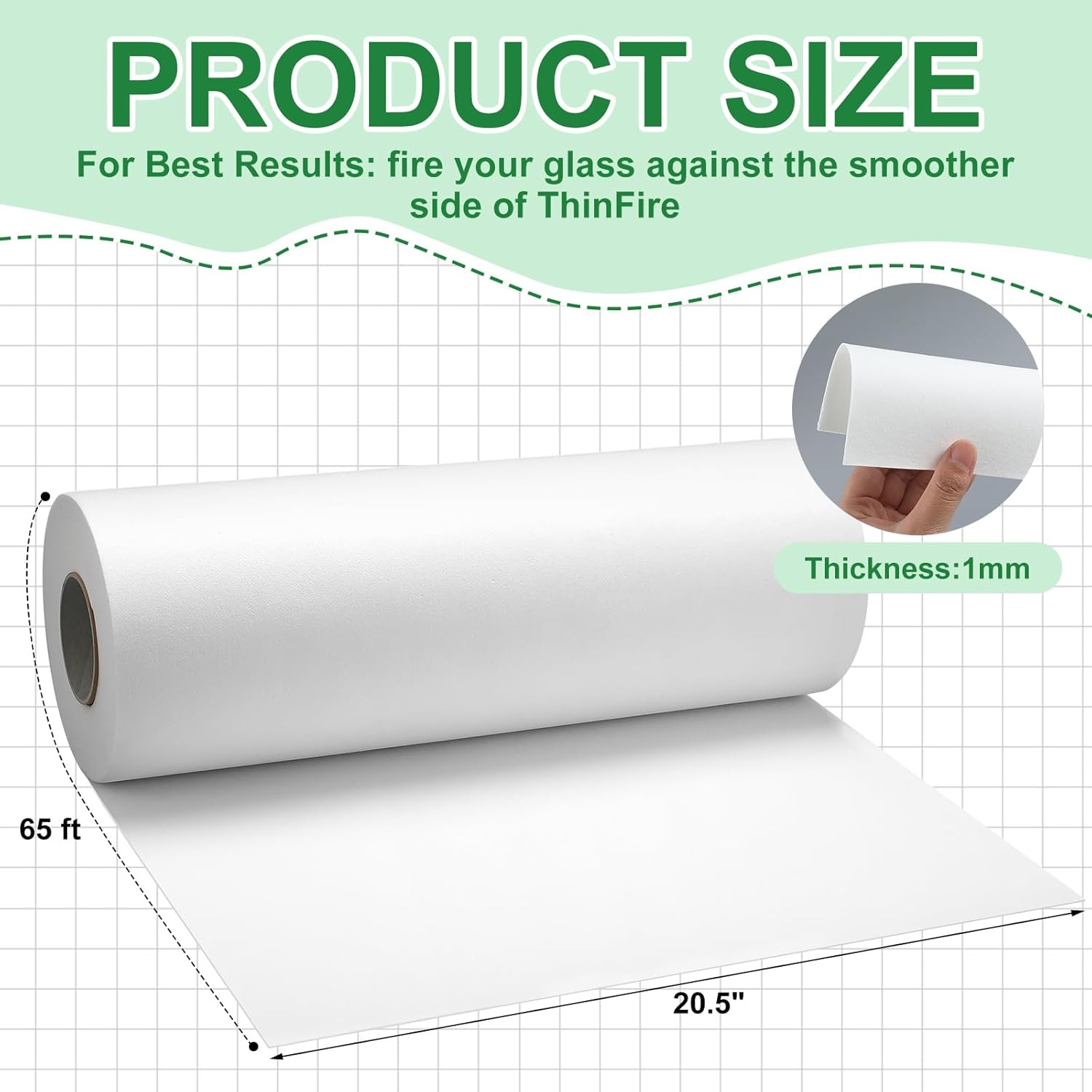 65 Ft X 20.5 Inch Thinfire Kiln Shelf Paper Roll - Ceramic Fiber Paper High Temp