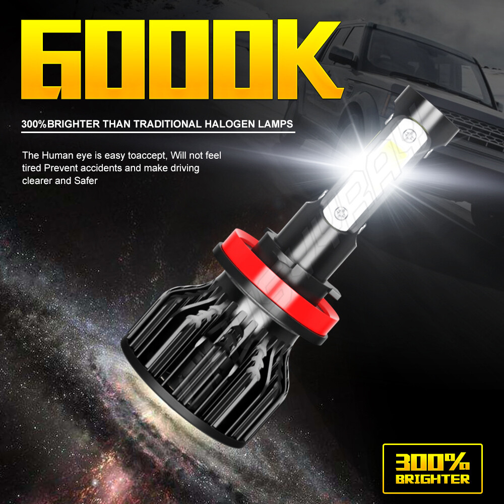 4-Sides H11 LED Headlight Kit Low Beam Bulbs Super Bright 6500K White 380000LM