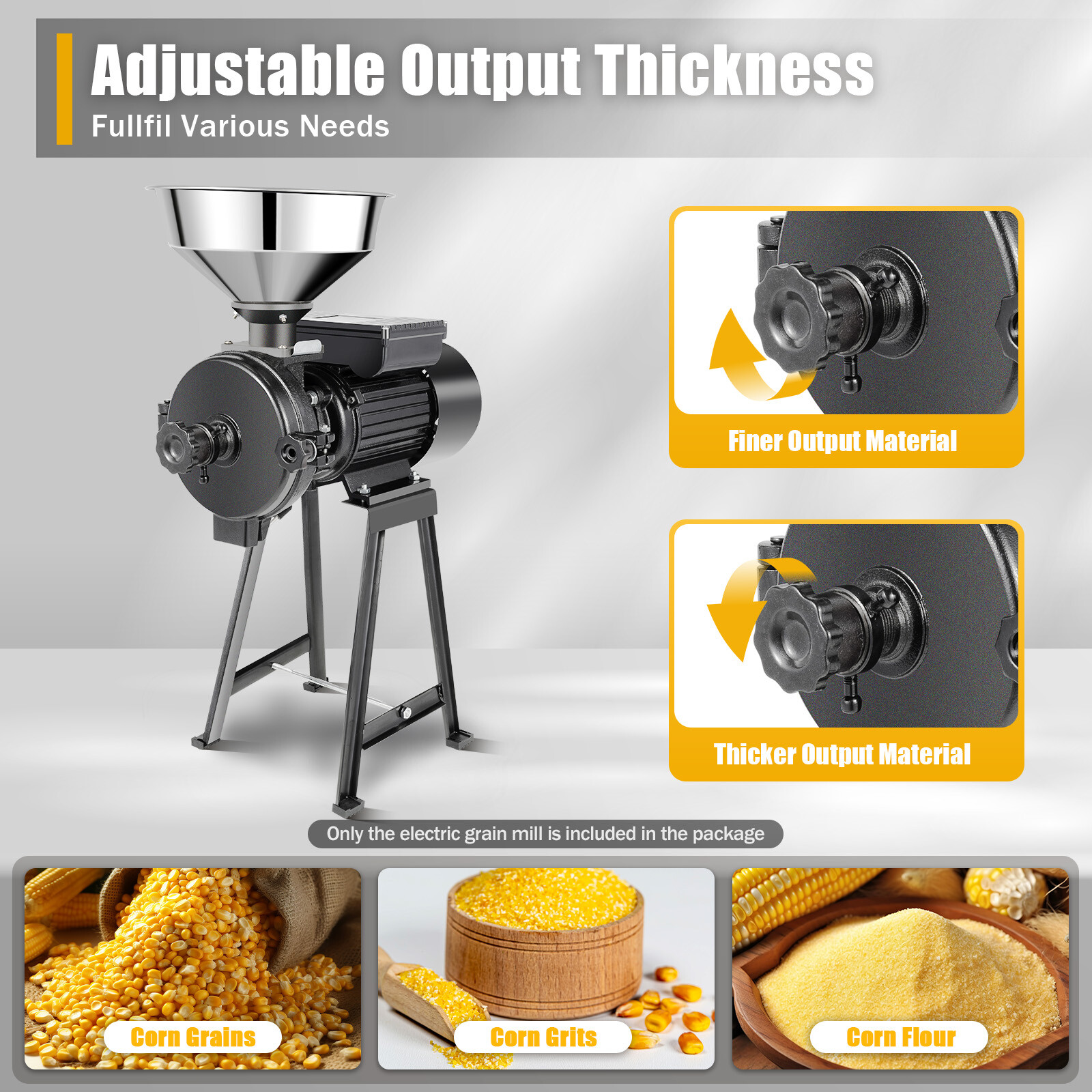 1500W Electric Grinder Mill Grain Wet & Dry Corn Wheat Feed Flour Cereal Machine