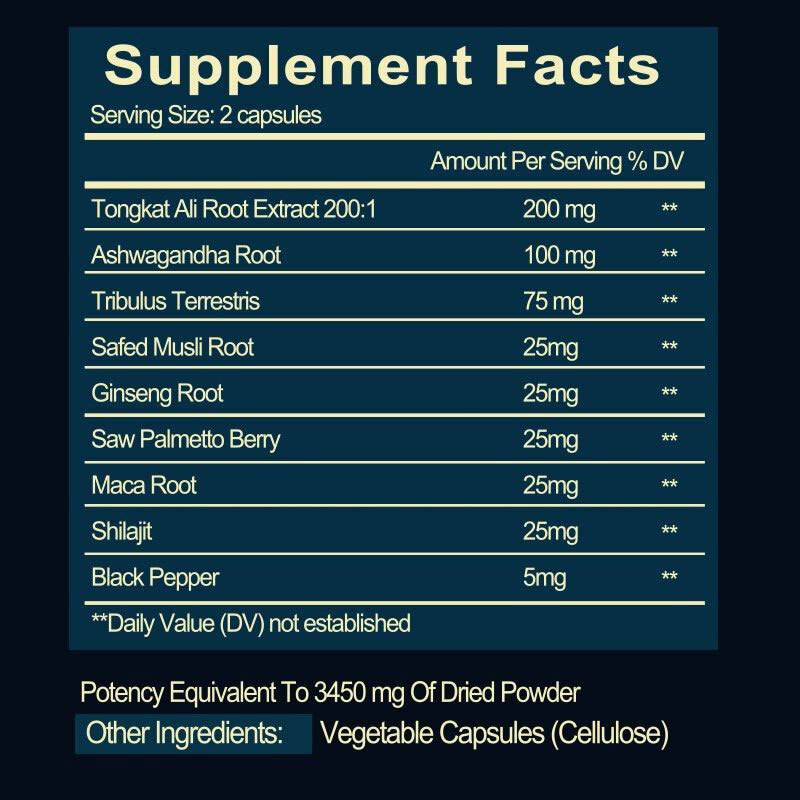 120 Capsules 3450MG Tongkat Al LONGJACK GRADE A STRONGEST ROOT EXTRACT 200:1