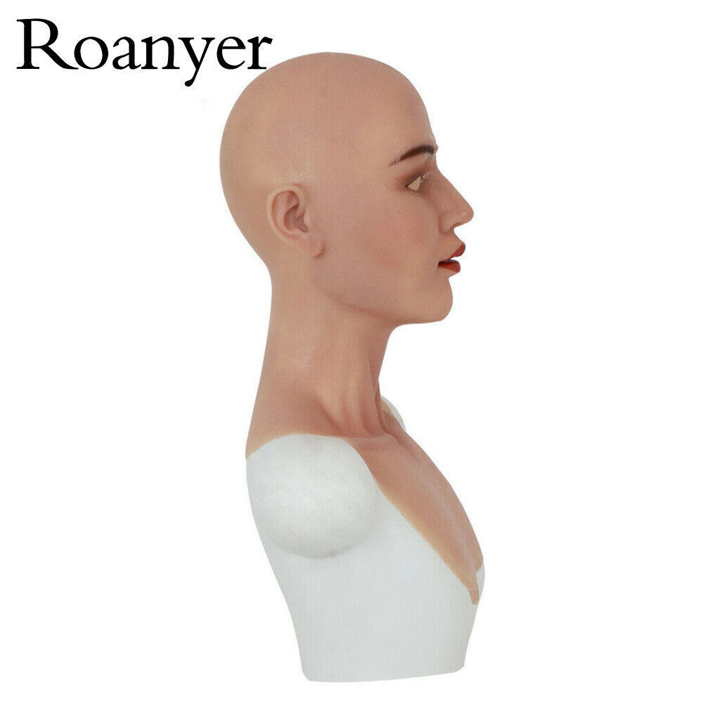 Roanyer Silicone Female Realistic Fancy Human Skin Mask Neck Cover Crossdresser