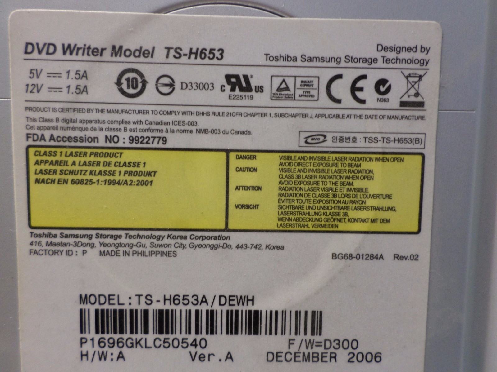 Samsung TS-H653 16X DVD+-RW SATA Burner Drive Black Dell Optiplex HP Lenovo