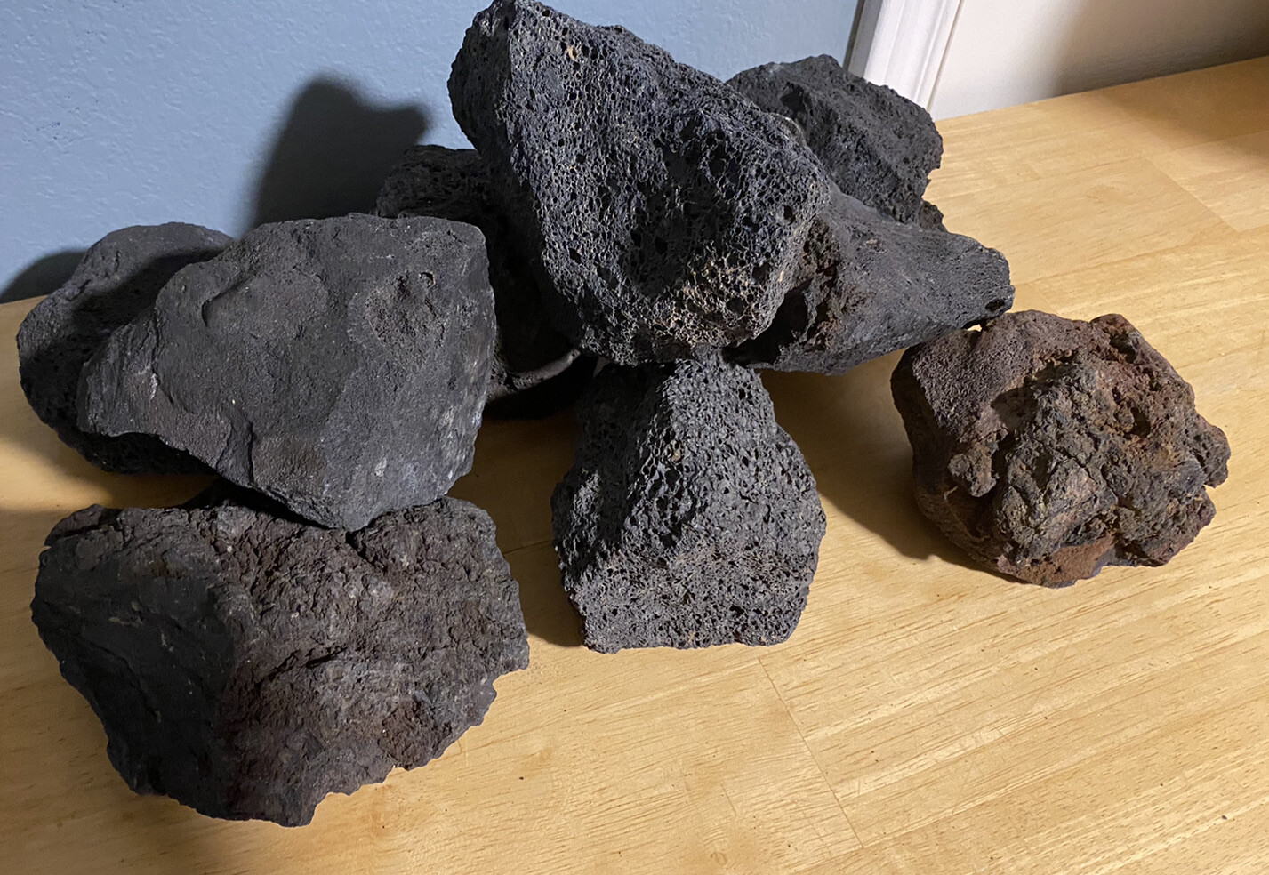 15 lbs. LARGE 6-8” Black Lava Rock (Approx. 15-18) Fire Pit -R&D Rock and Stone