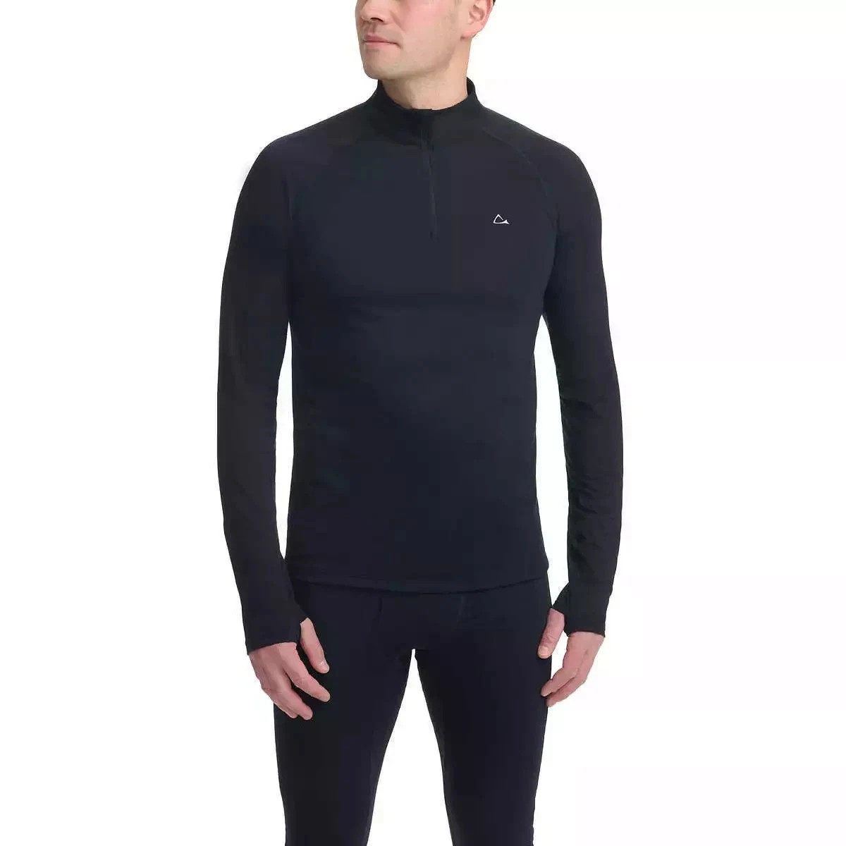Paradox Men's 1/4 Zip Merino Blend Performance Base Layer Top, Black