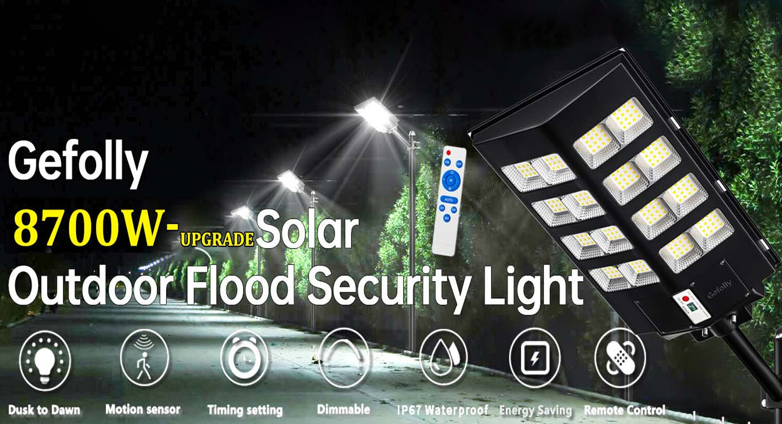 9900000000LM Commercial Solar Street Lights Outdoor Dusk to Dawn Super Bright