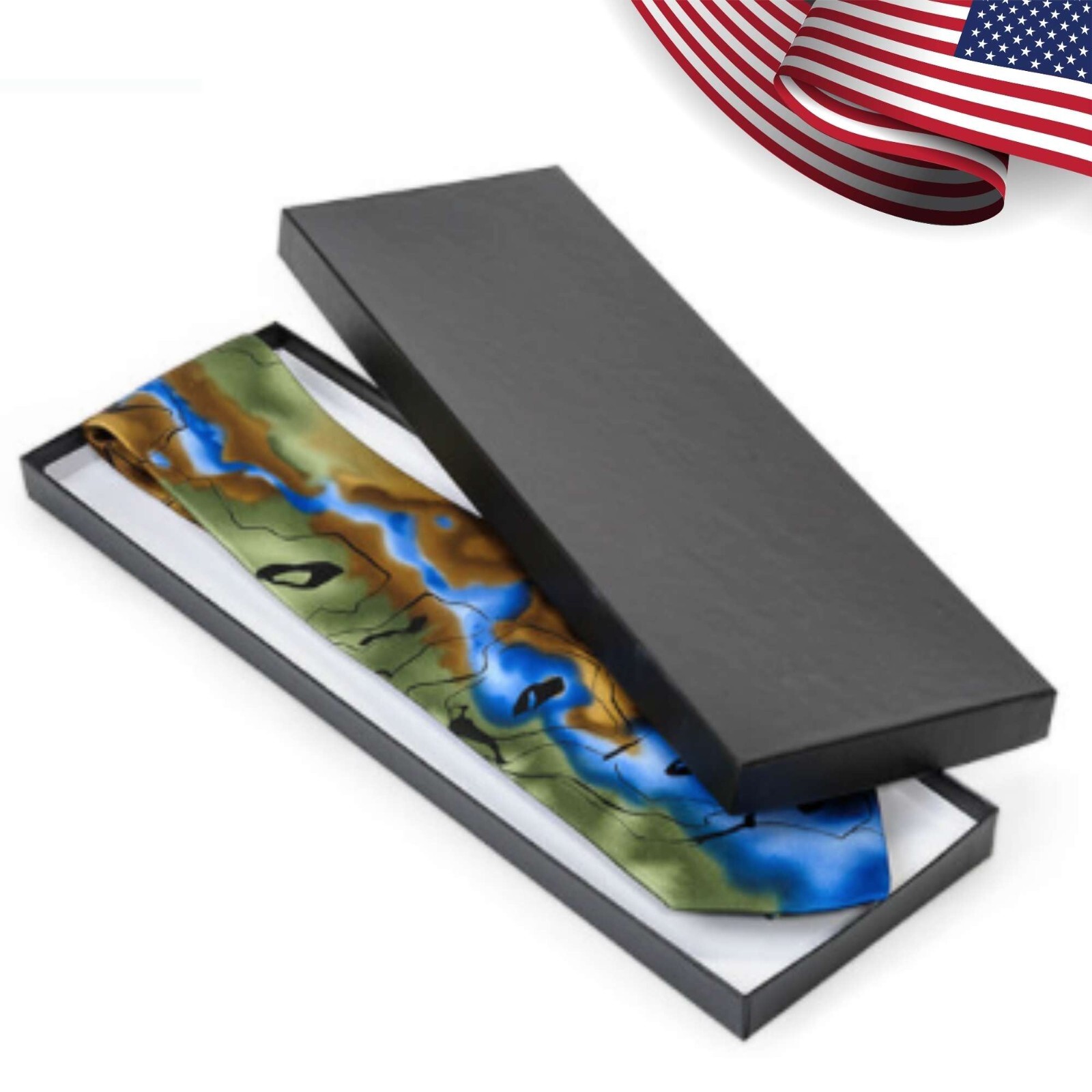 Neck Tie Gift Box 14” x 4-1/2” x3/4” Black Sheen Finish Top & Bottom MADE IN USA