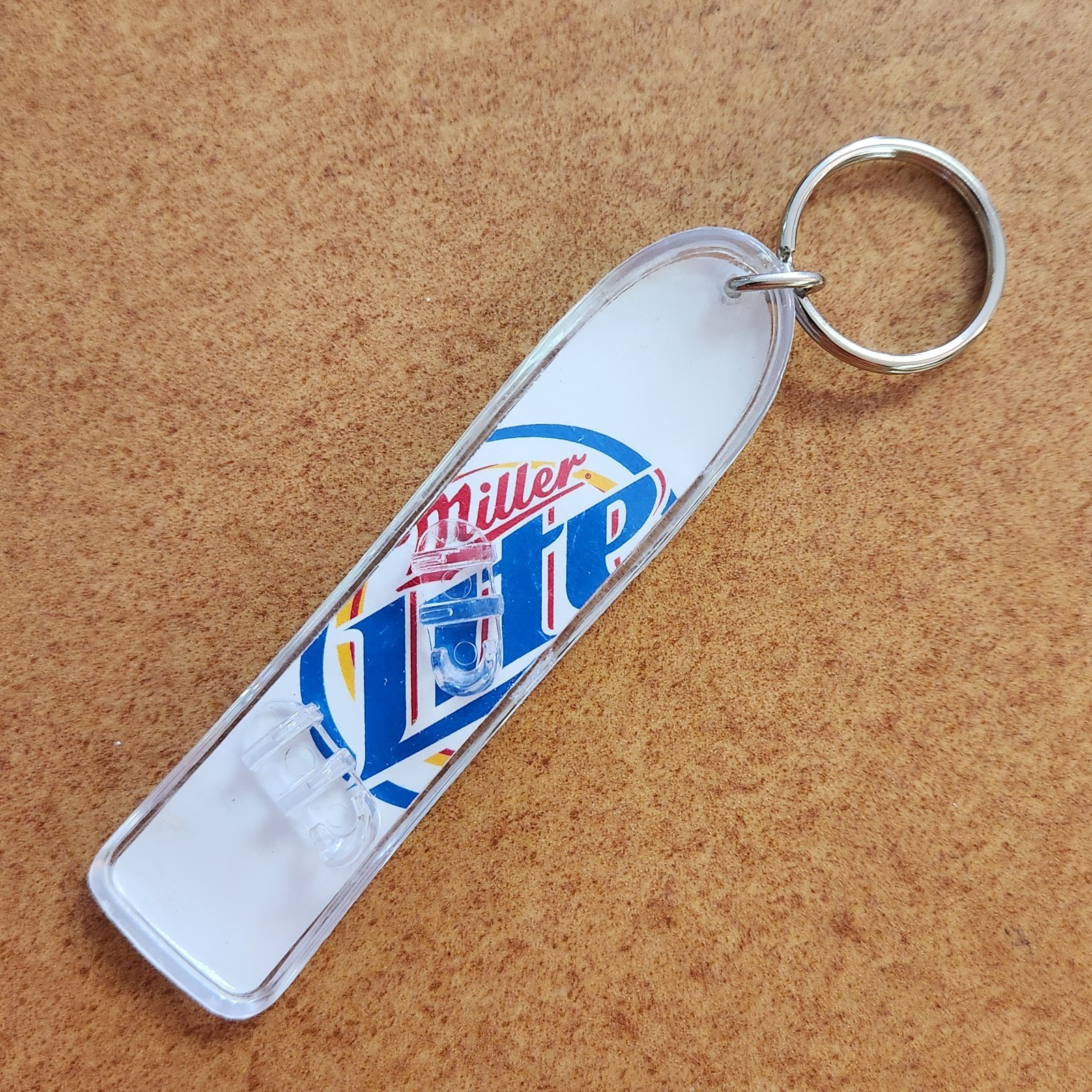 Vtg Miller Lite Snowboard Plastic Keyring Keychain Beer Advertising Party Gift