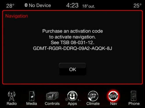 JEEP DODGE CHRYSLER RA3 Navigation Activation Uconnect 8.4