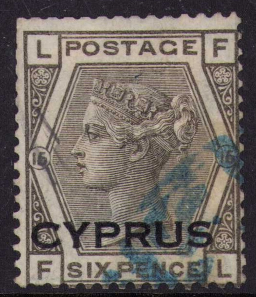 1880 Cyprus SC 5, 6p Six Pence Queen Victoria - Used w/ Blue Cancel