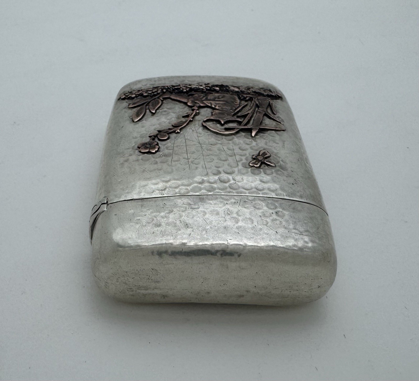 A FABULOUS GORHAM JAPANESE MANNER STERLING SILVER COPPER MIXED METALS MATCH SAFE