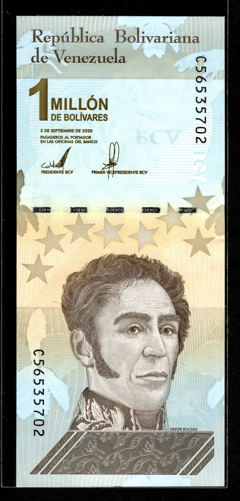 Venezuela 1 Million Bolivar Soberano qty 20 UNC Banknote 2020, New COA