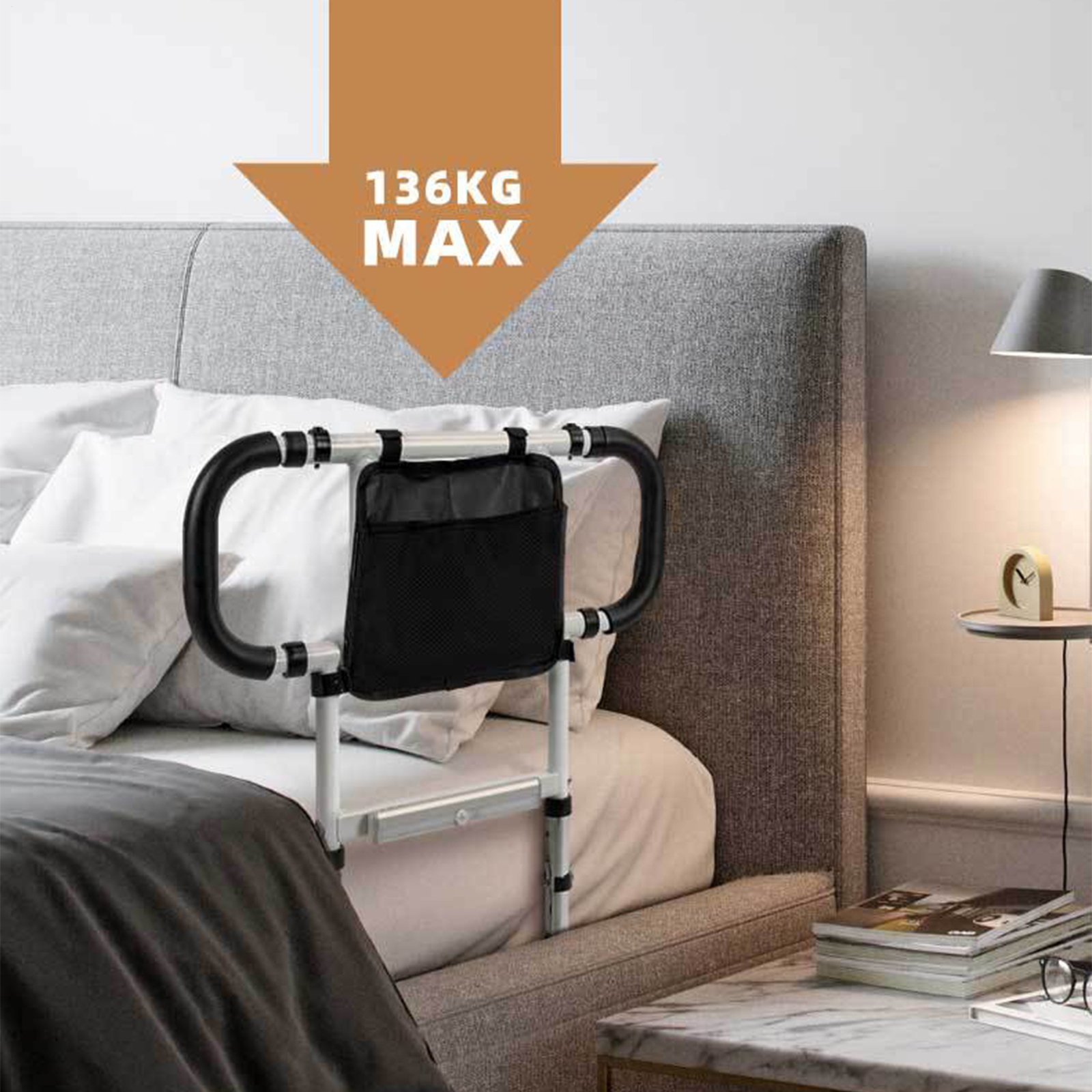 Foldable Bed Rails Height Width Adjustable Bed Guard Handles Bar For Elderly