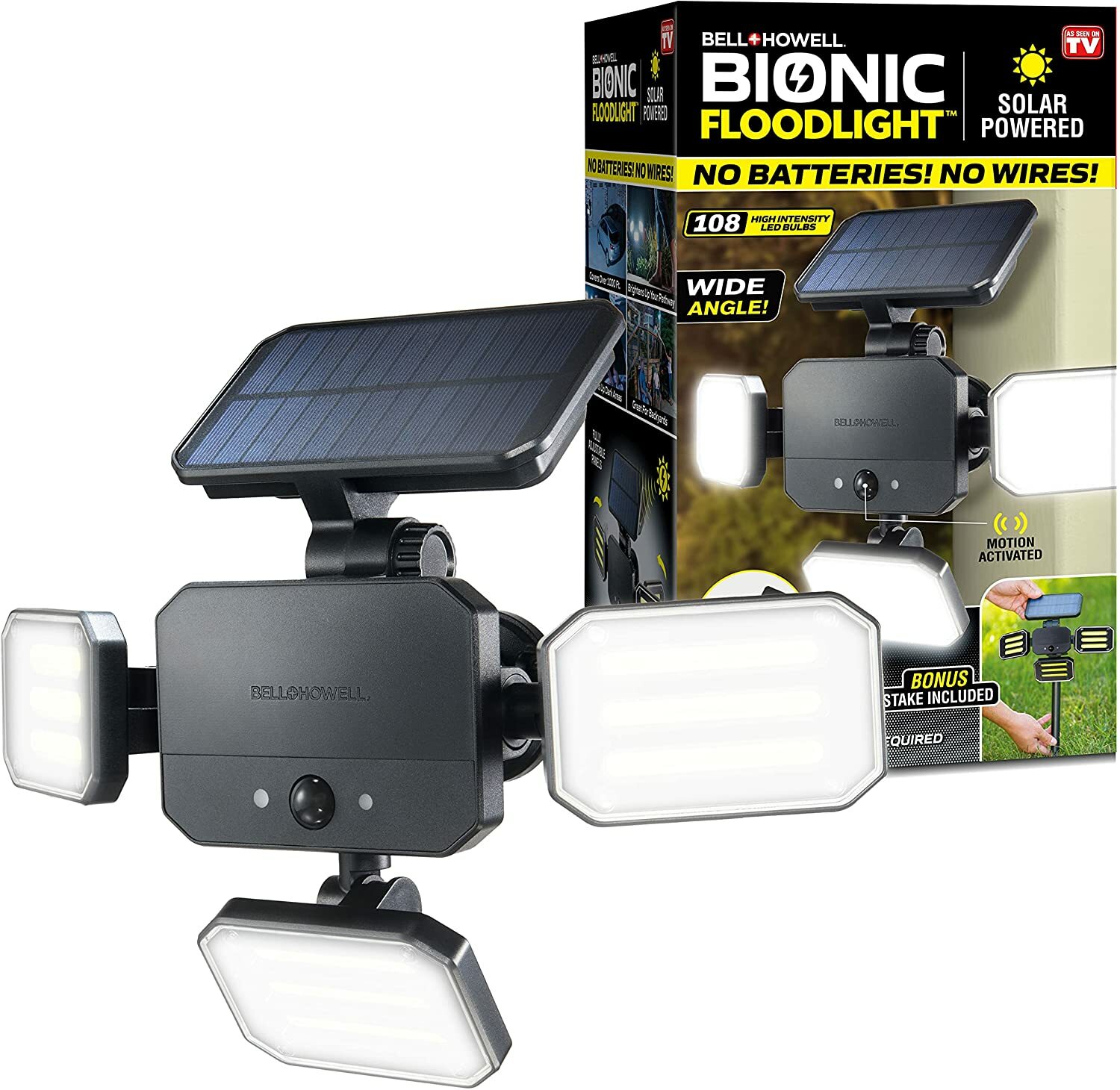 Bell + Howell Bionic Floodlight Motion Sensing Outdoor Light with Remote Control