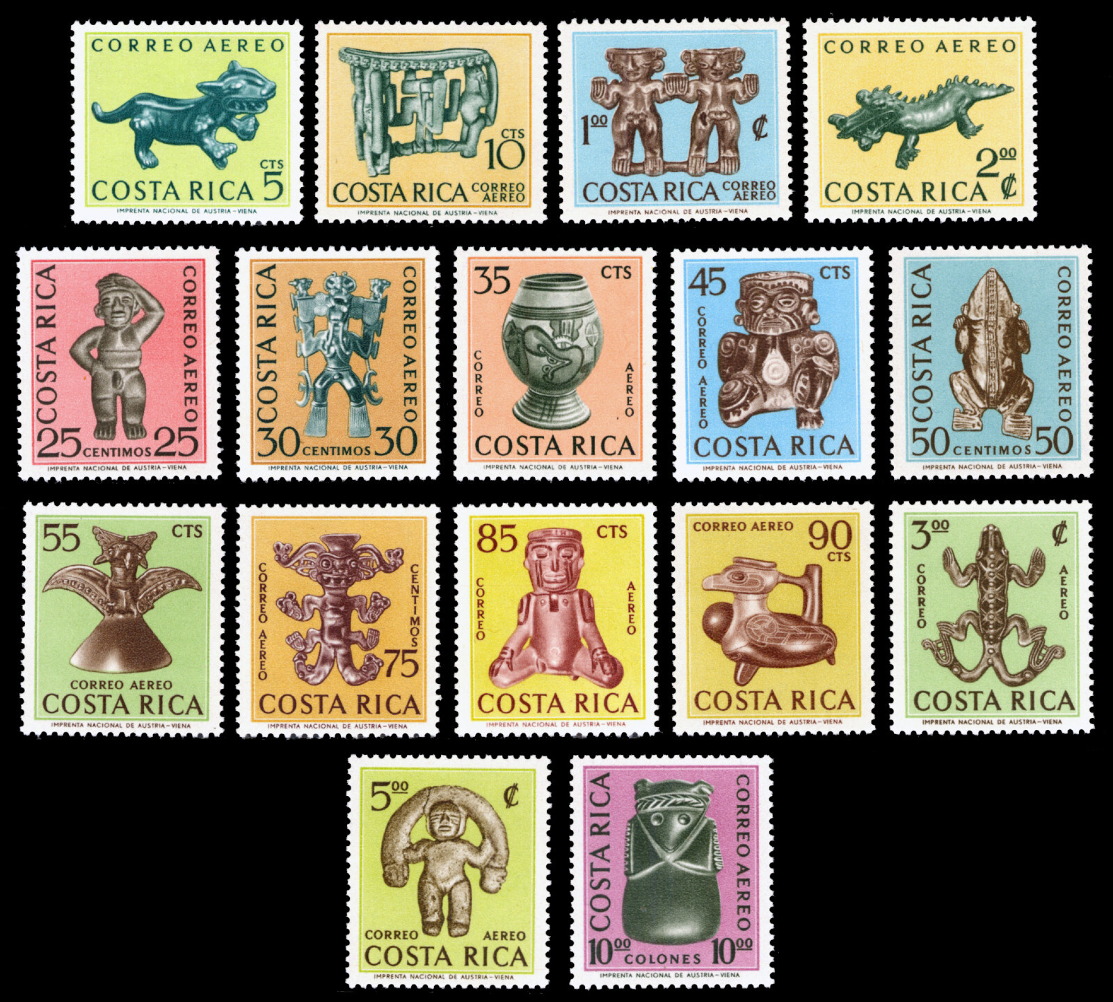 Costa Rica #C378 - 393  Mint NH Complete 1963 Ancient Art Stamps