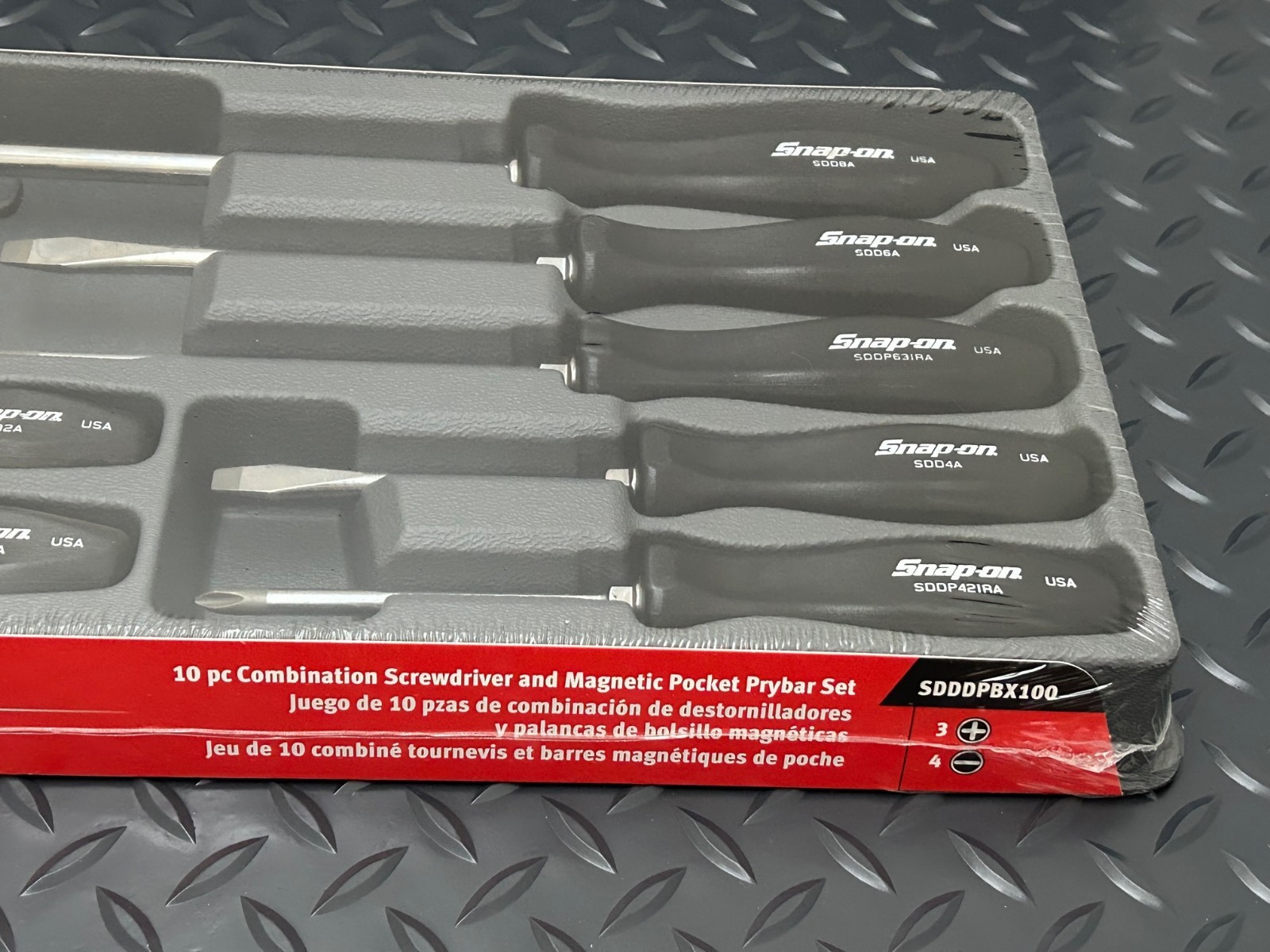 Snap On 10pc Black Hard Handle Combination Screwdriver Prybar Set SDDDPBX100 New