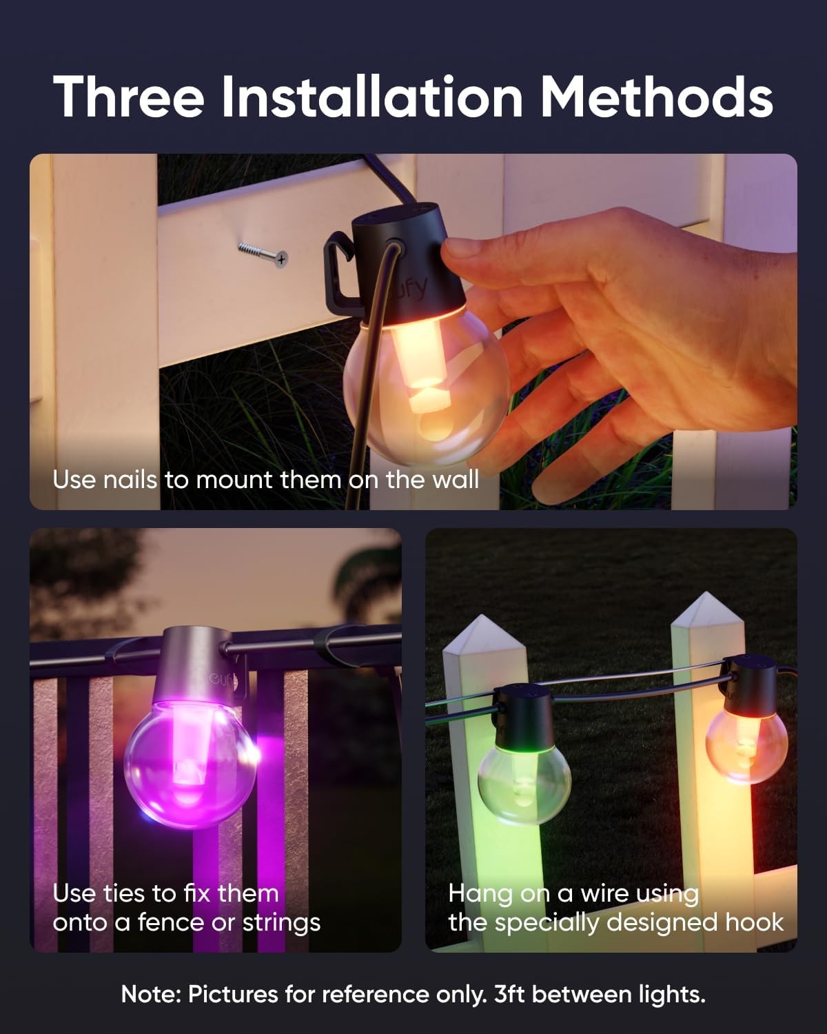 eufy Outdoor String Lights E10 96ft 30 Smart RGBWW LED Bulb IP65 Christmas Party