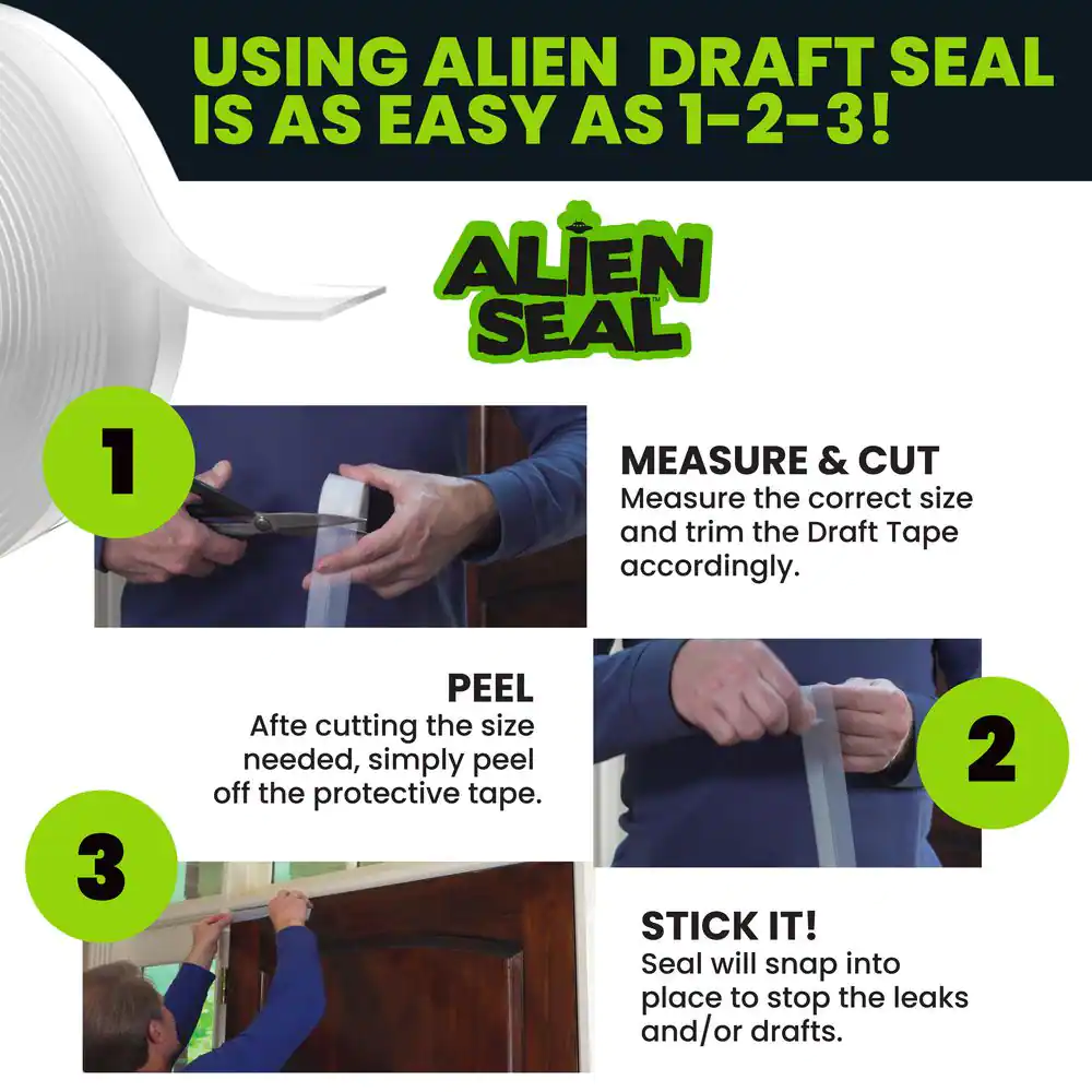 Alien Seal 1.4 In. X 49 Ft. Transparent Anti-Draft Adhesive Instant Insulation S