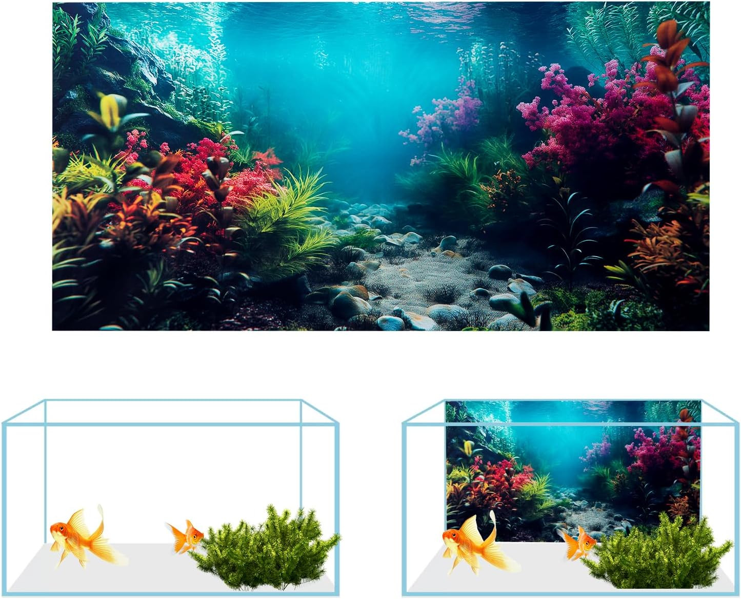 3 Pack Aquarium Background, 30x18 inches Polyester Aquarium Background, Cloth Fi