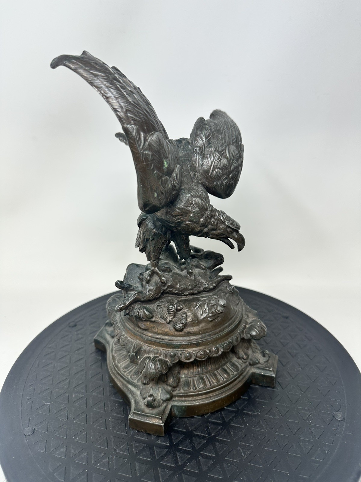 Antique French Bronze Eagle (?) Attacking Hare 9.5” Style of Jules Moigniez