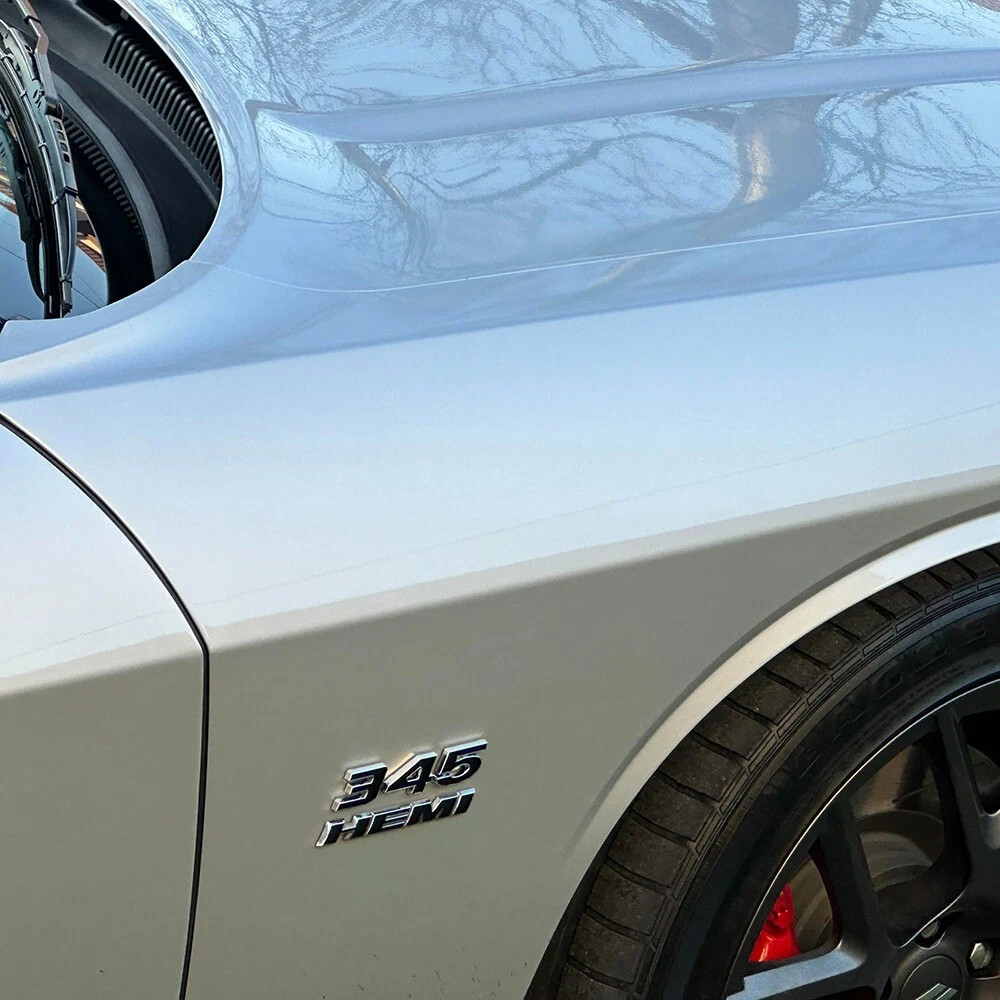 2PCS 345 HEMI Emblems Set For Side Fender Left Right Badge Sticker Chrome Black
