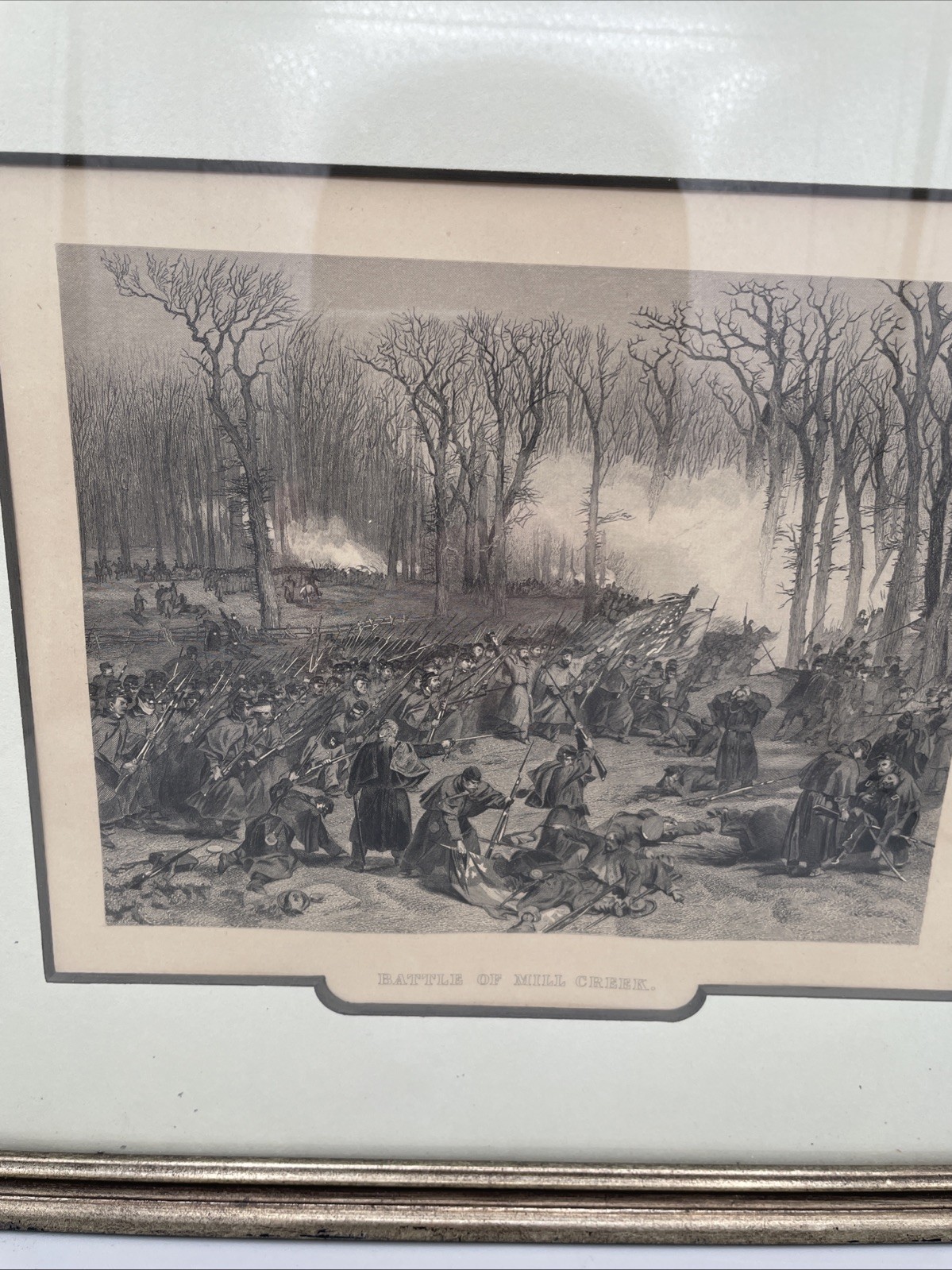 BATTLE OF MILL CREEK, Civil War Battle/Tennessee 1862 Print Lithograph 12”x11”