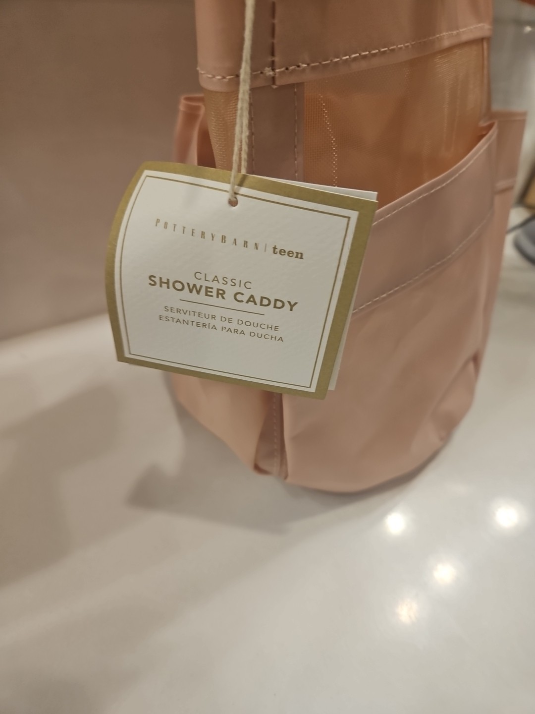 Pottery Barn PB Dorm Teen Shower Caddy Mesh Blush Pink- Brand New With Tags