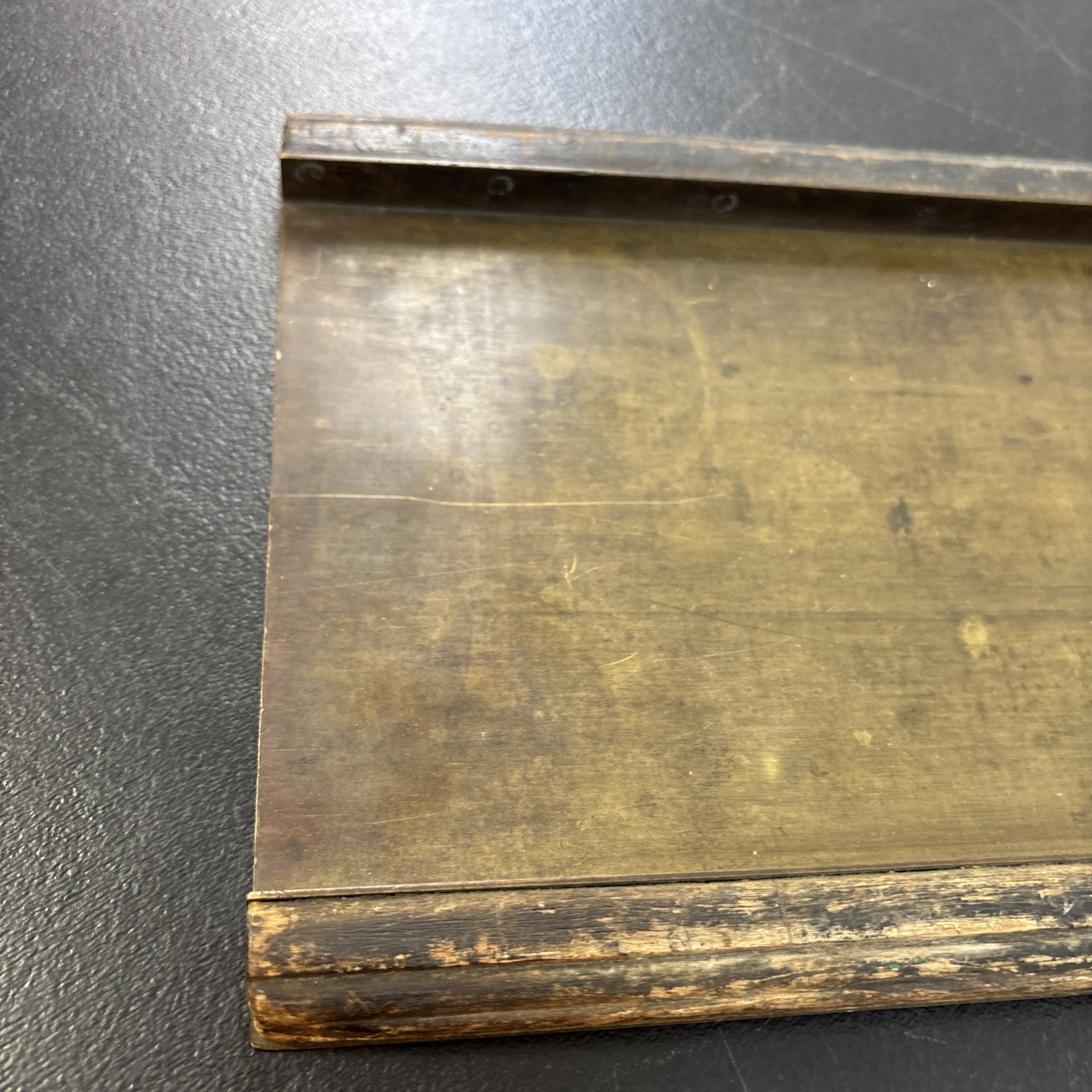 Letterpress Printer Block Type Galley Tray Brass And Wood 24”X 8”