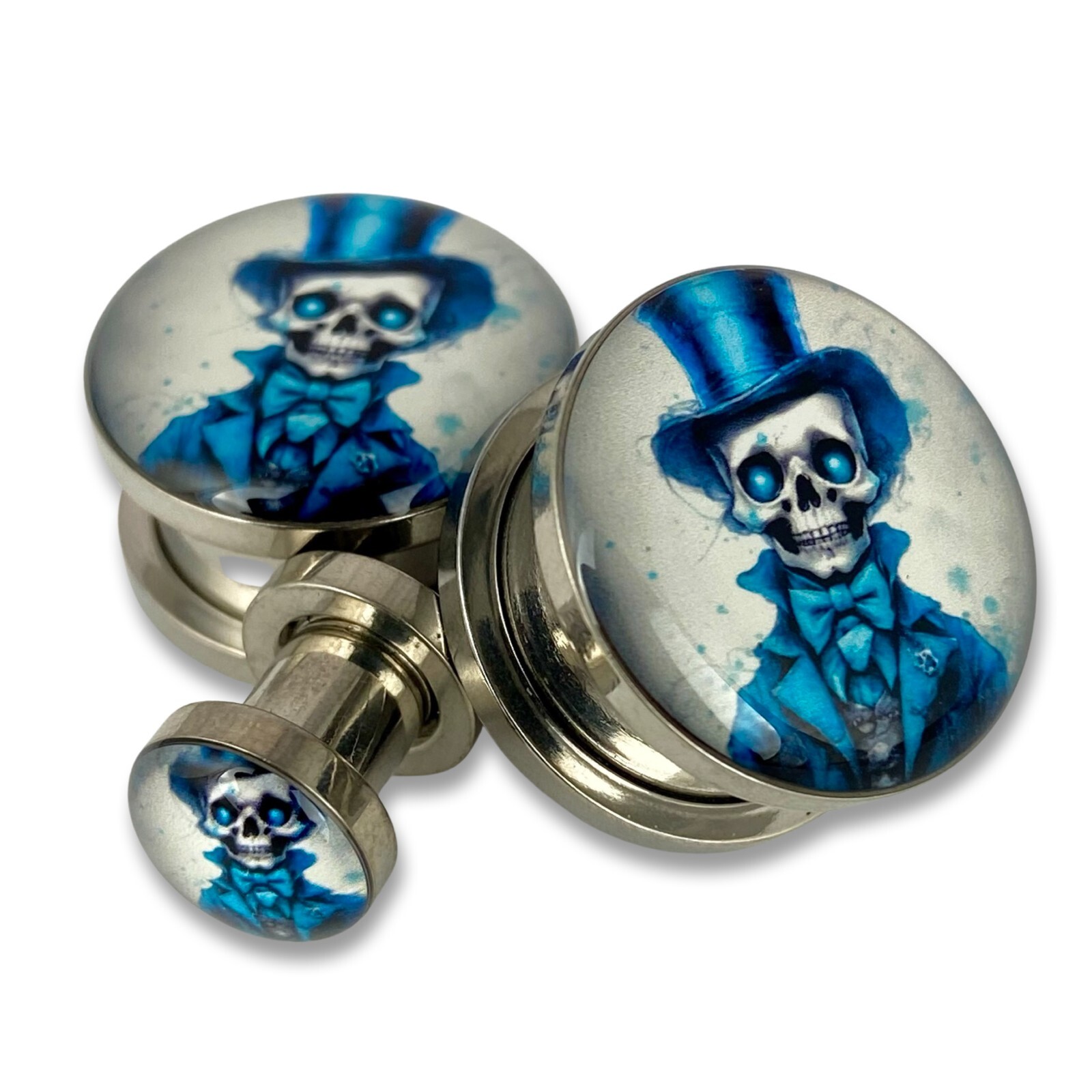 Pair of Victorian Skeleton Picture Plugs (MTO-074) gauges 16g thru 1 inch