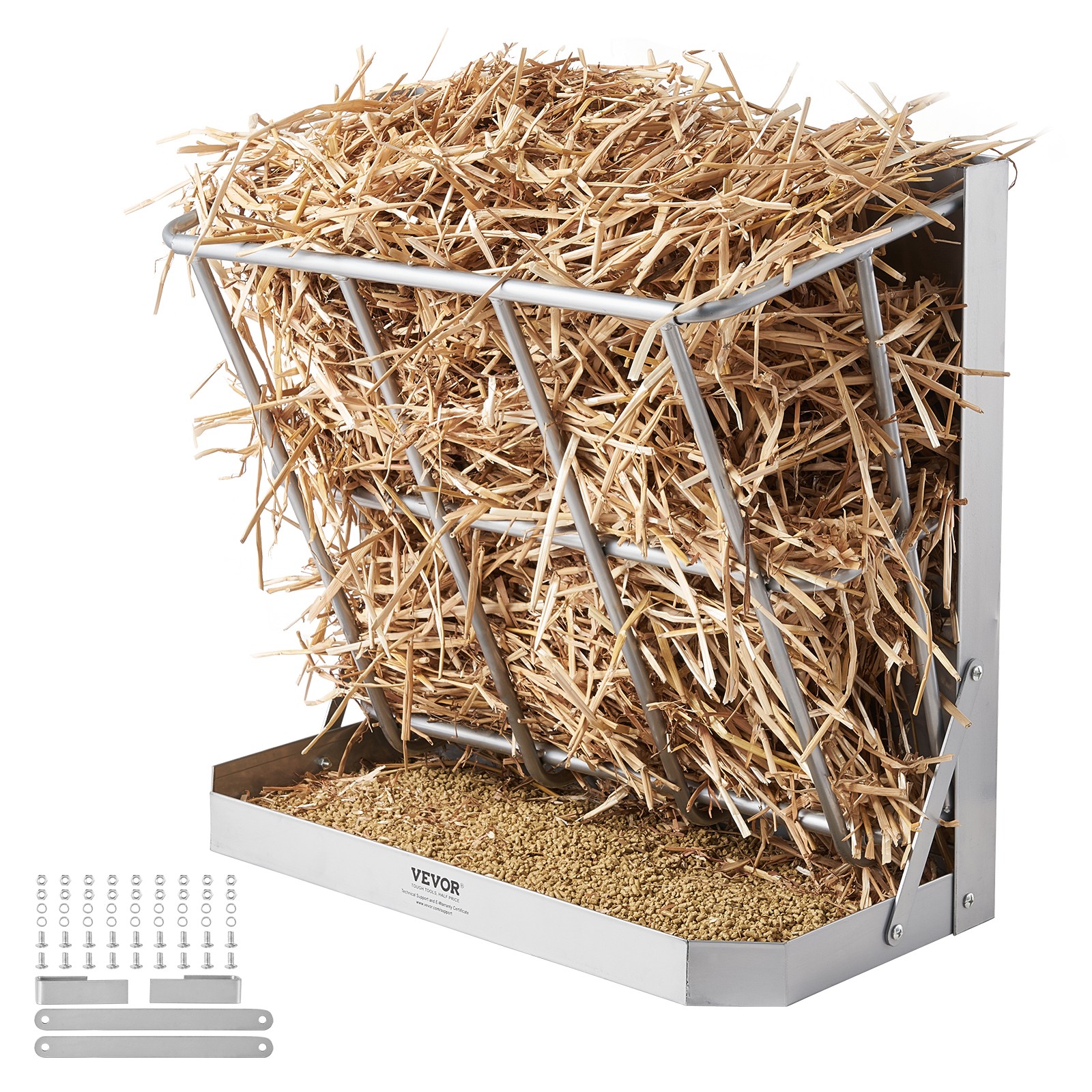 VEVOR Wall Mounted Goat Hay Feeder 2 in 1 Hay and Grain Feeder 21 Gallons