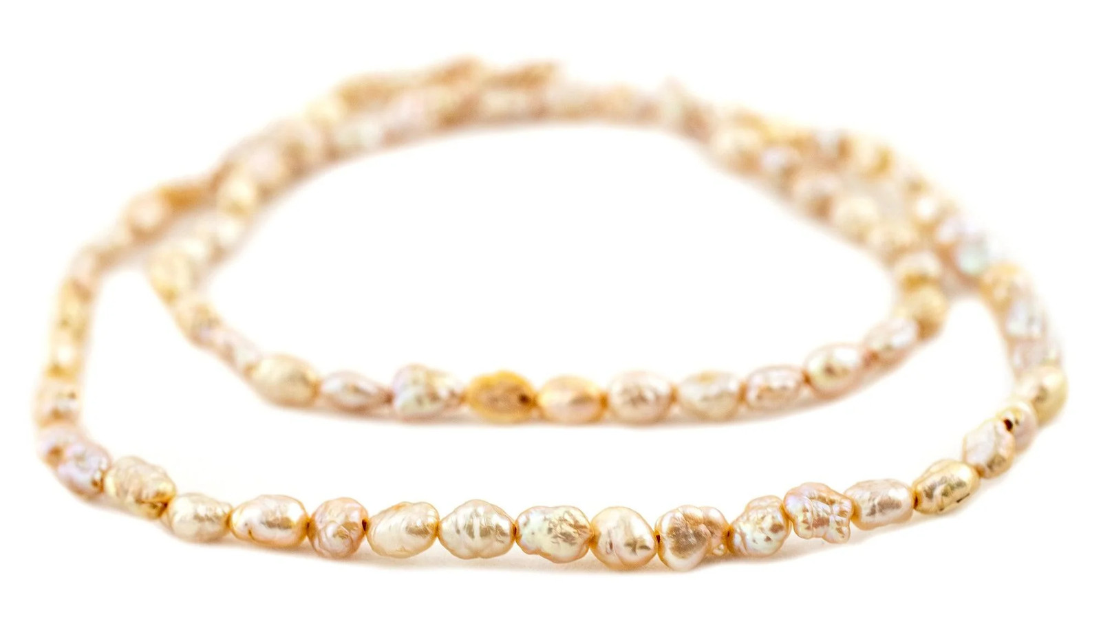 Butterscotch Vintage Japanese Rice Pearl Beads 4mm Yellow Oval 16 Inch Strand