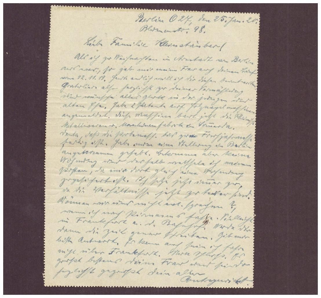 Postcard Germania " 15 " / MF - Berlin to Offenbach - 1920